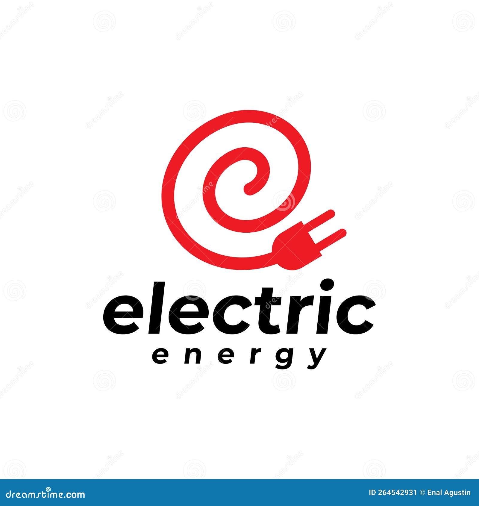 Electric Energy with Electric Cable Spiral Logo Design Stock Vector
