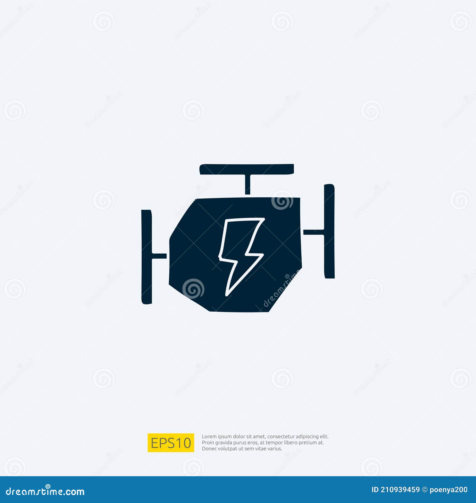Electric Engine Machine Doodle Icon. Electrical Vehicle Sign Symbol