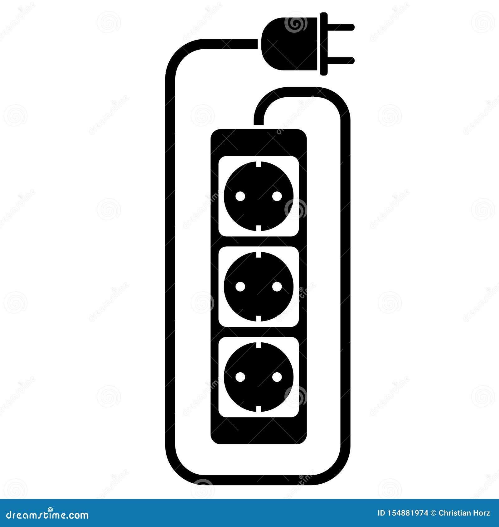 Electric Extension Cord Or Extension Cable Icon With Power