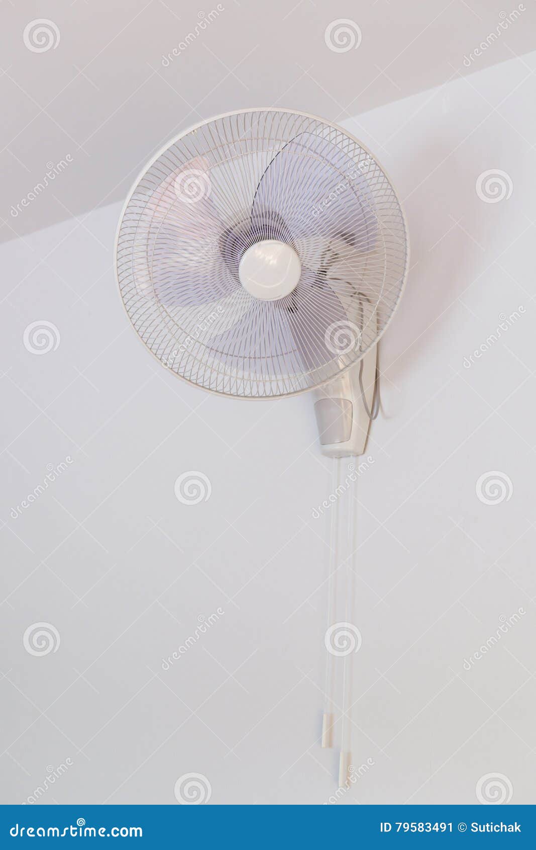 Electric Fan Hanging on White Wall Stock Image Image of appliance