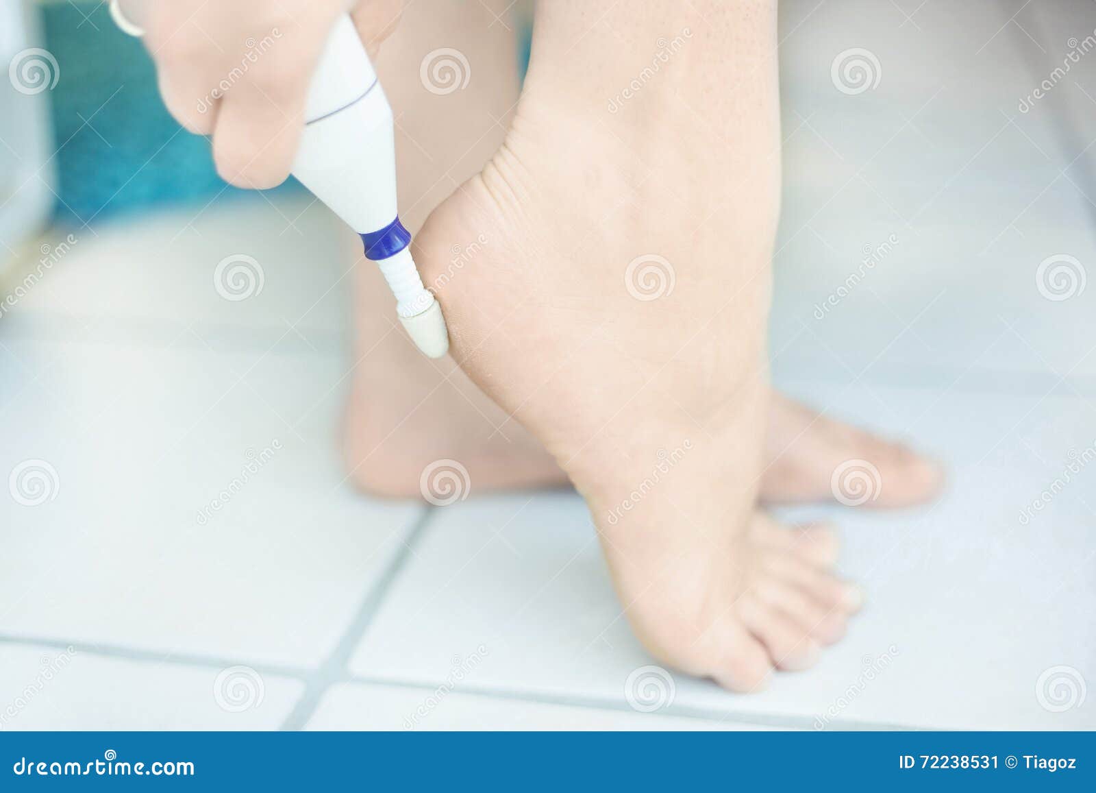 Electric Foot Scrubber Being Used in Pedicure Stock Image Image of
