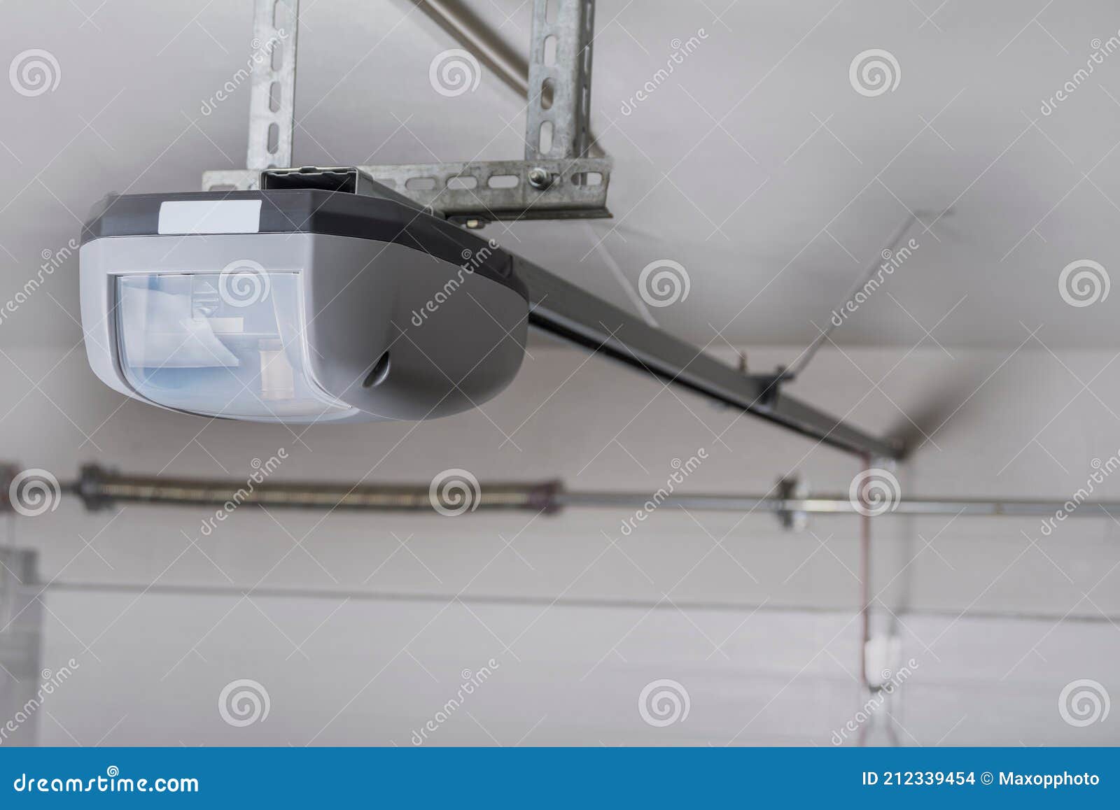 Electric Garage Door Opener Installed in Garage Stock Photo Image of