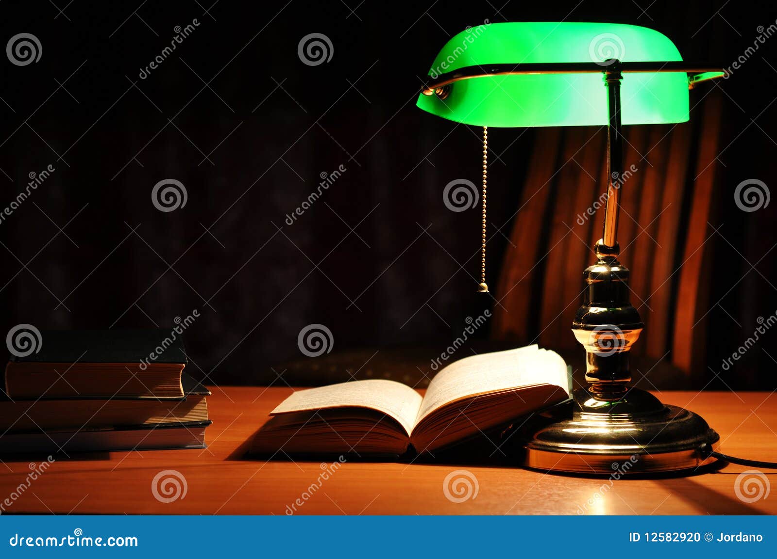 Electric Green Table Lamp and Book Stock Photo Image of silence, gold