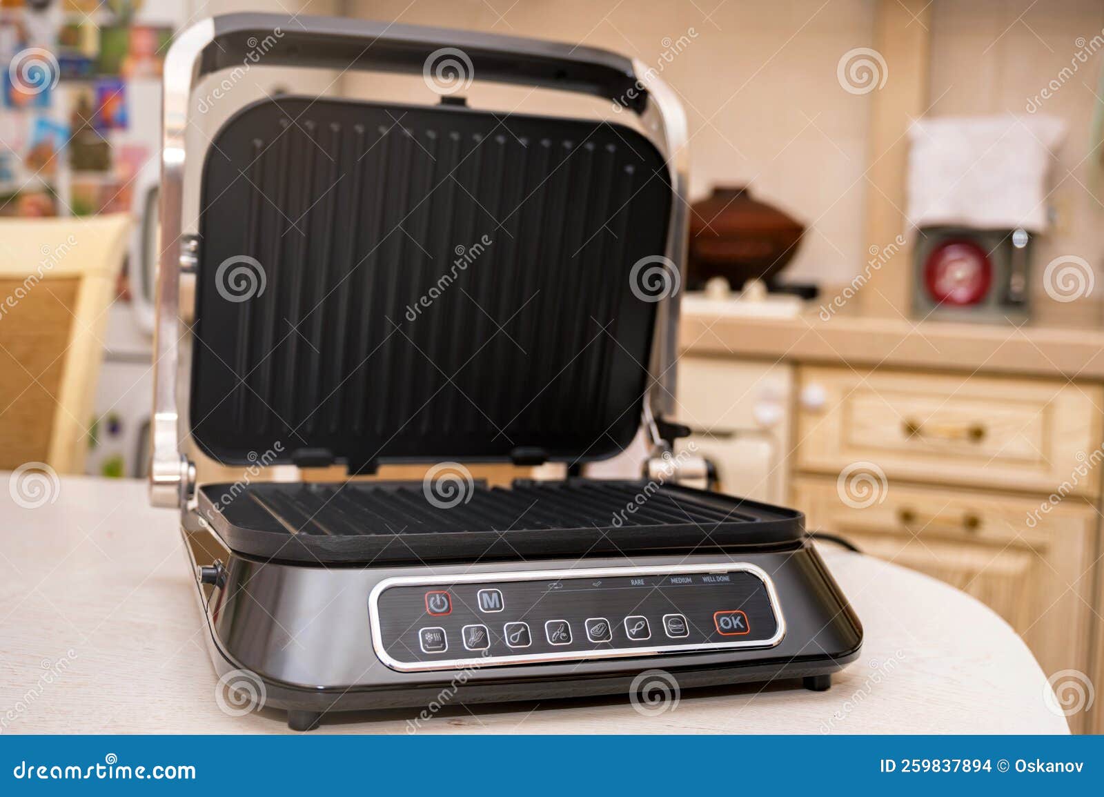 Electric Grill on the Table for Coocking at Home. Stock Photo Image