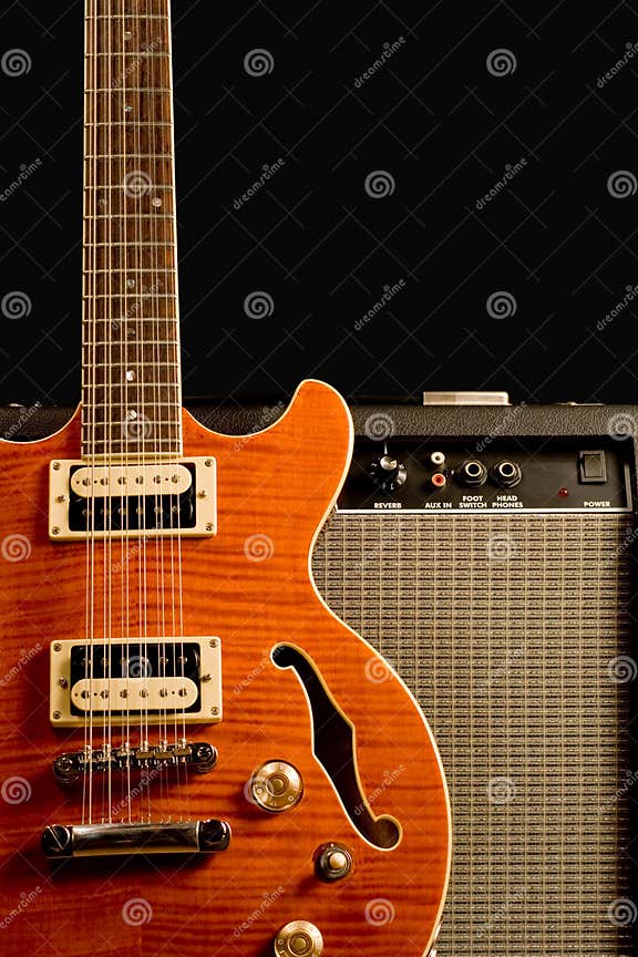 Electric Guitar and Amplifier Stock Image Image of black