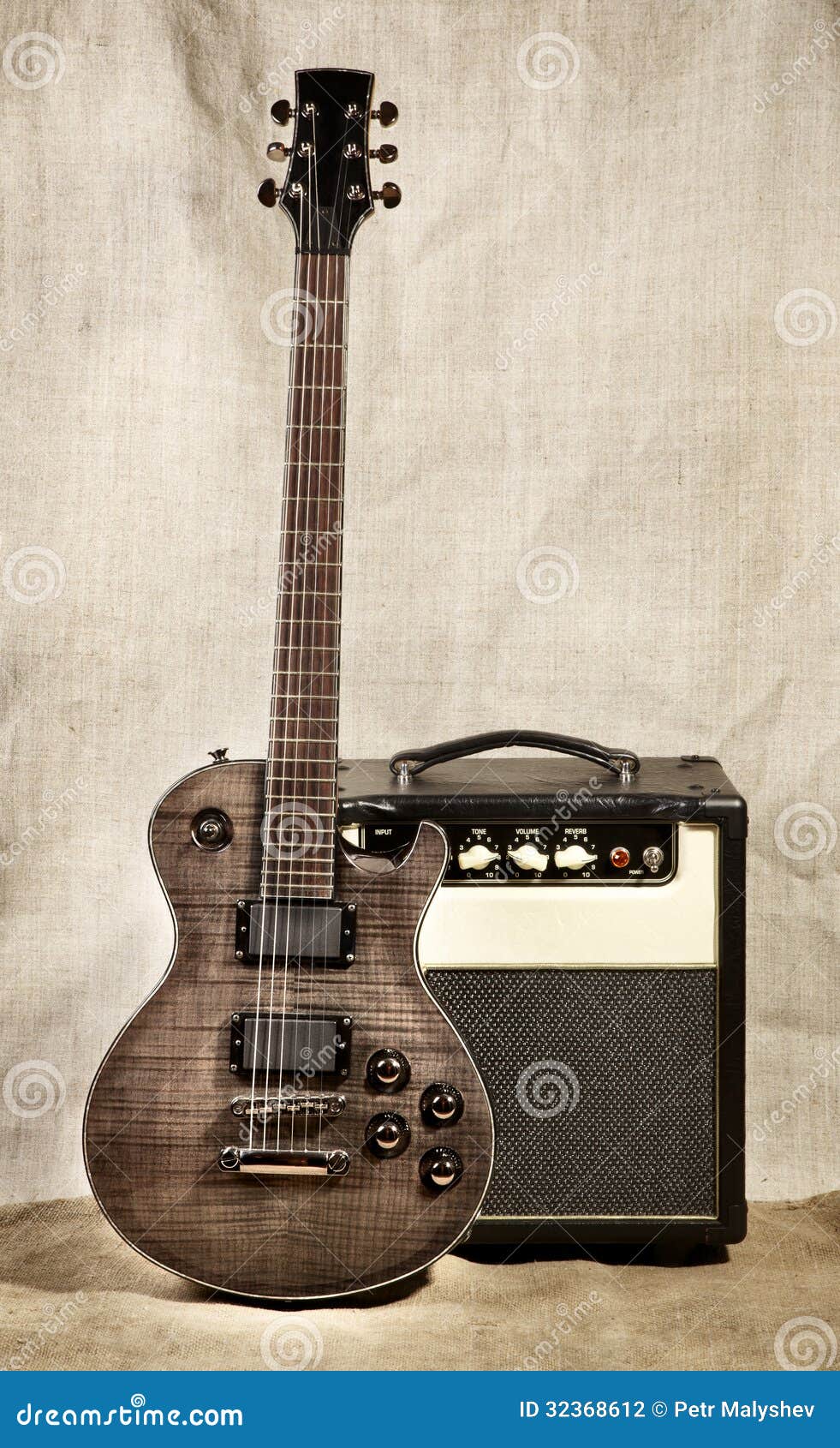 Electric Guitar and Amplifier Stock Photo Image of background, black