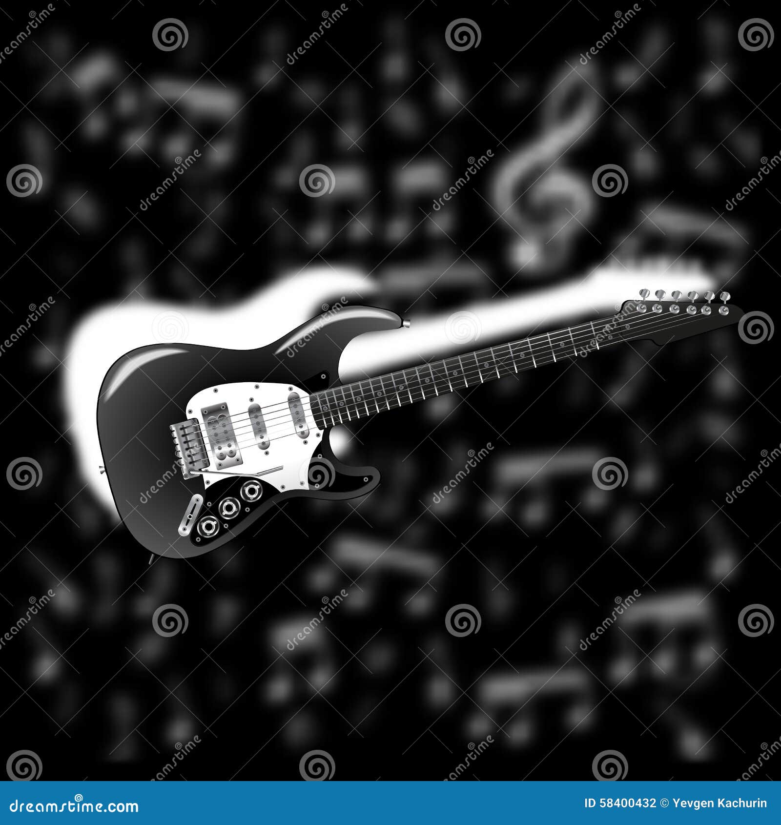 Electric Guitar on Background Music Stock Vector Illustration of