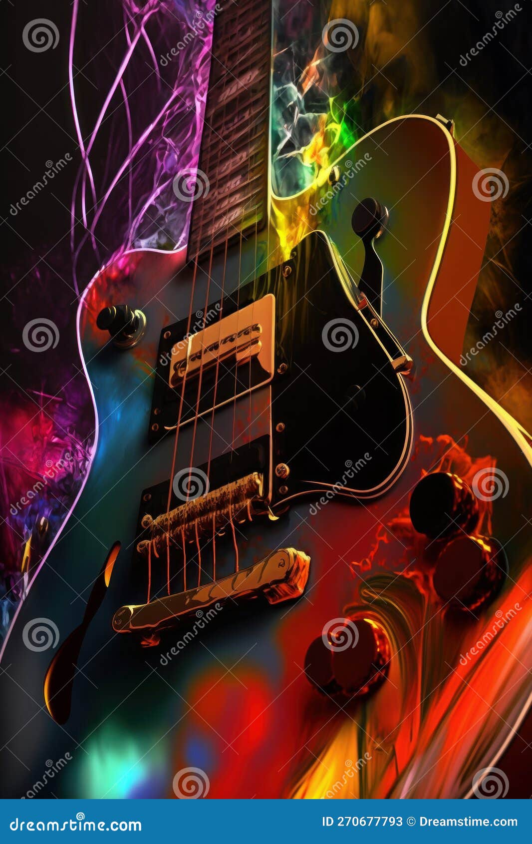 Electric Guitar. Created with Generative AI Technology. Stock