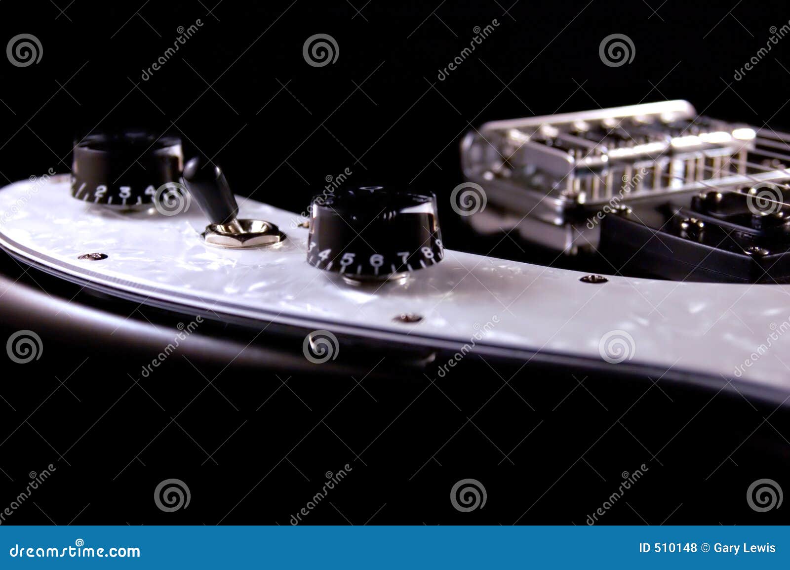 Electric Guitar Detail. A closeup view of an electric guitar.