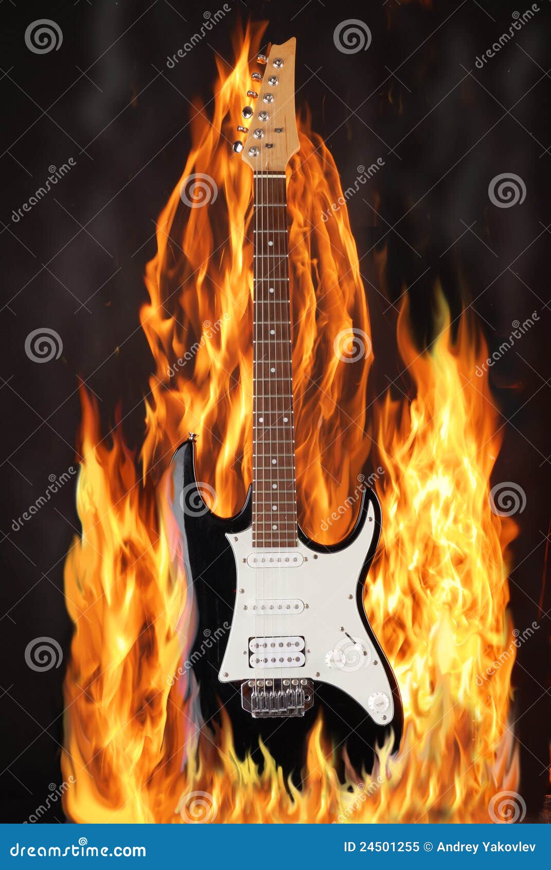 Electric Guitar in fire stock image. Image of audio, melody 24501255