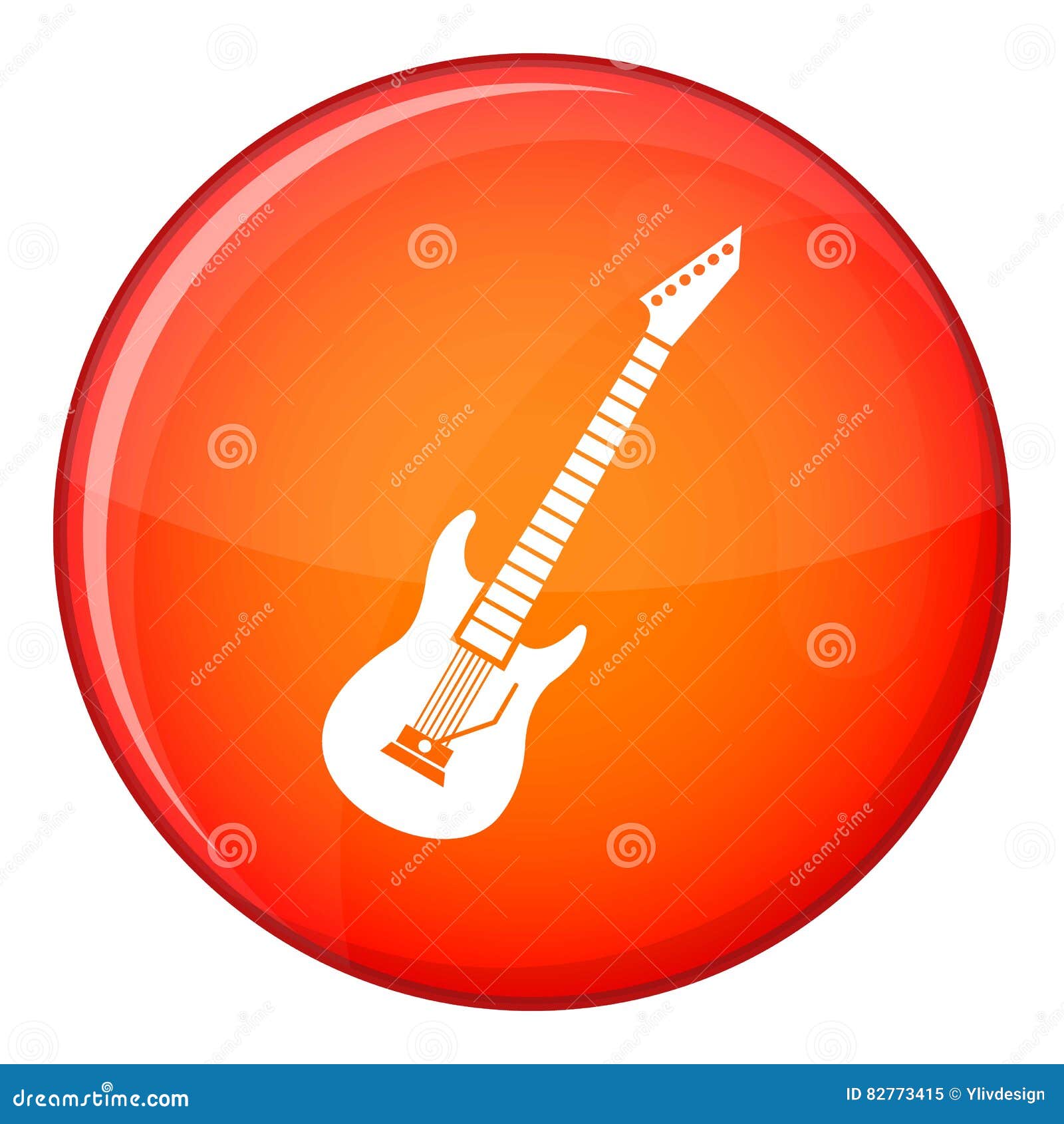 Electric Guitar Icon, Flat Style Stock Vector Illustration of metal