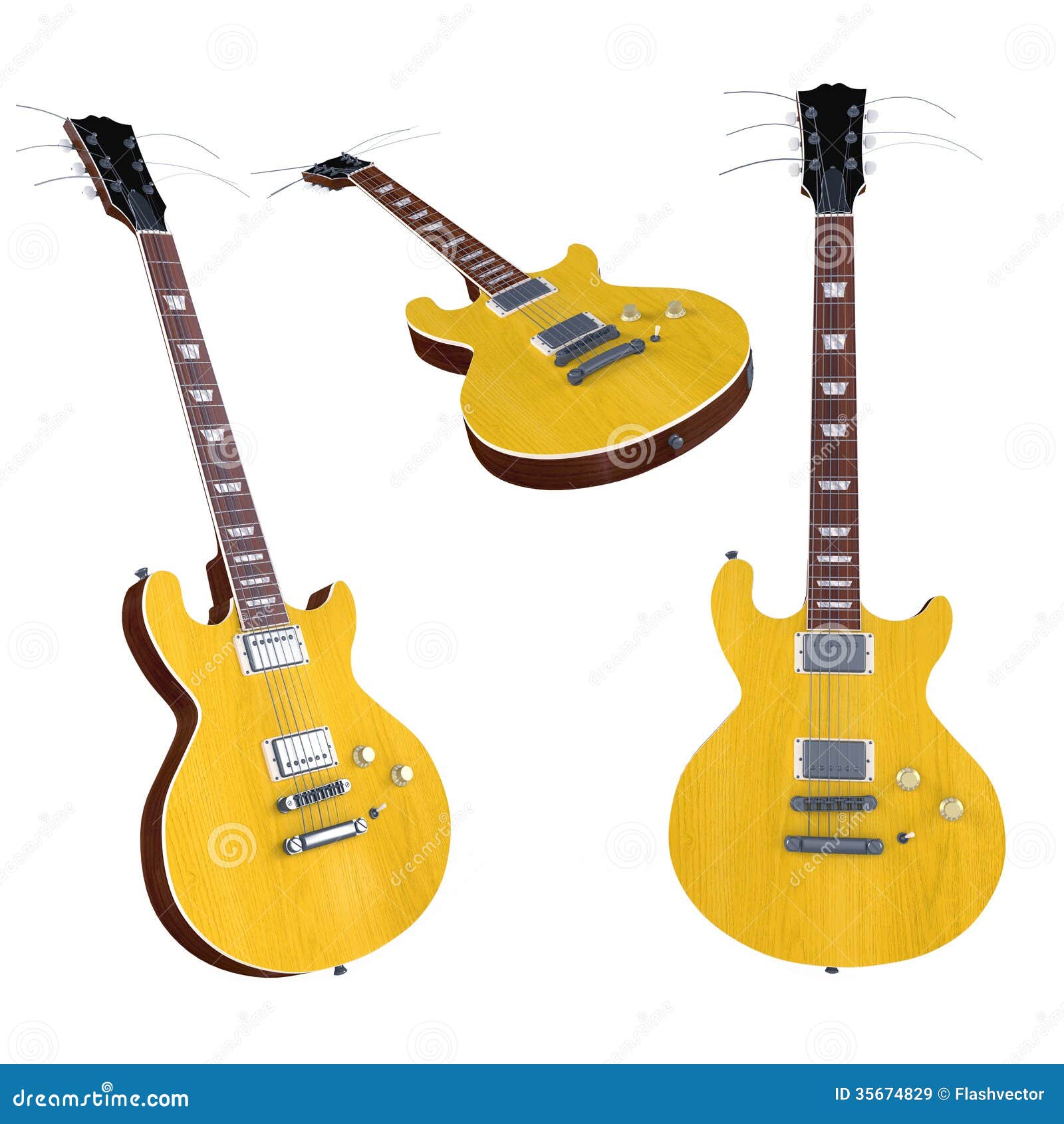 Electric Guitar Isolated. Multiple Angles of View Stock Illustration Illustration of chord