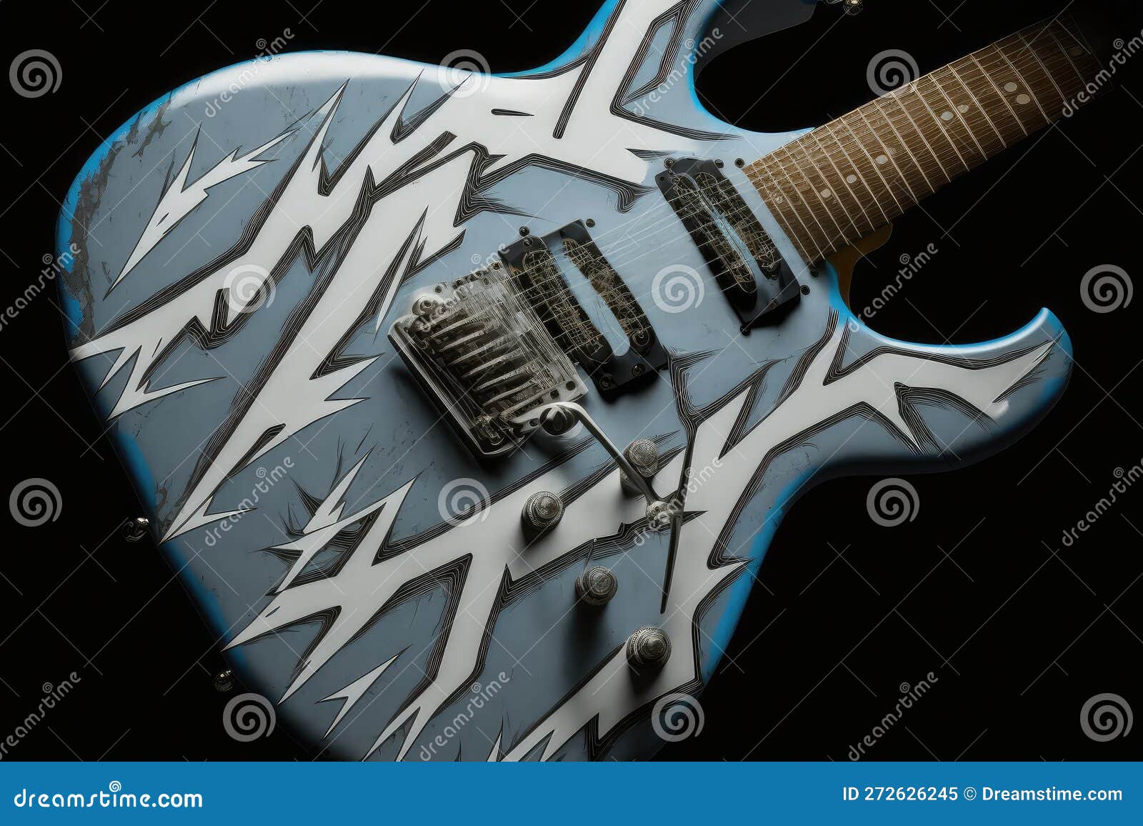 Electric Guitar with Lightning Bolt Design on the Body Stock