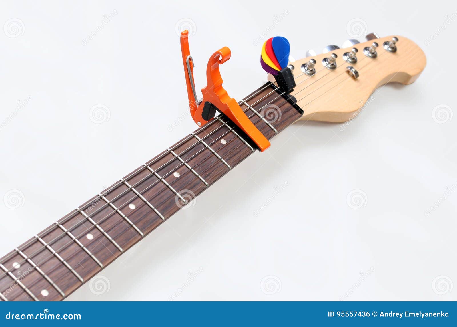 Electric Guitar Neck with a Capo Stock Photo Image of accessories