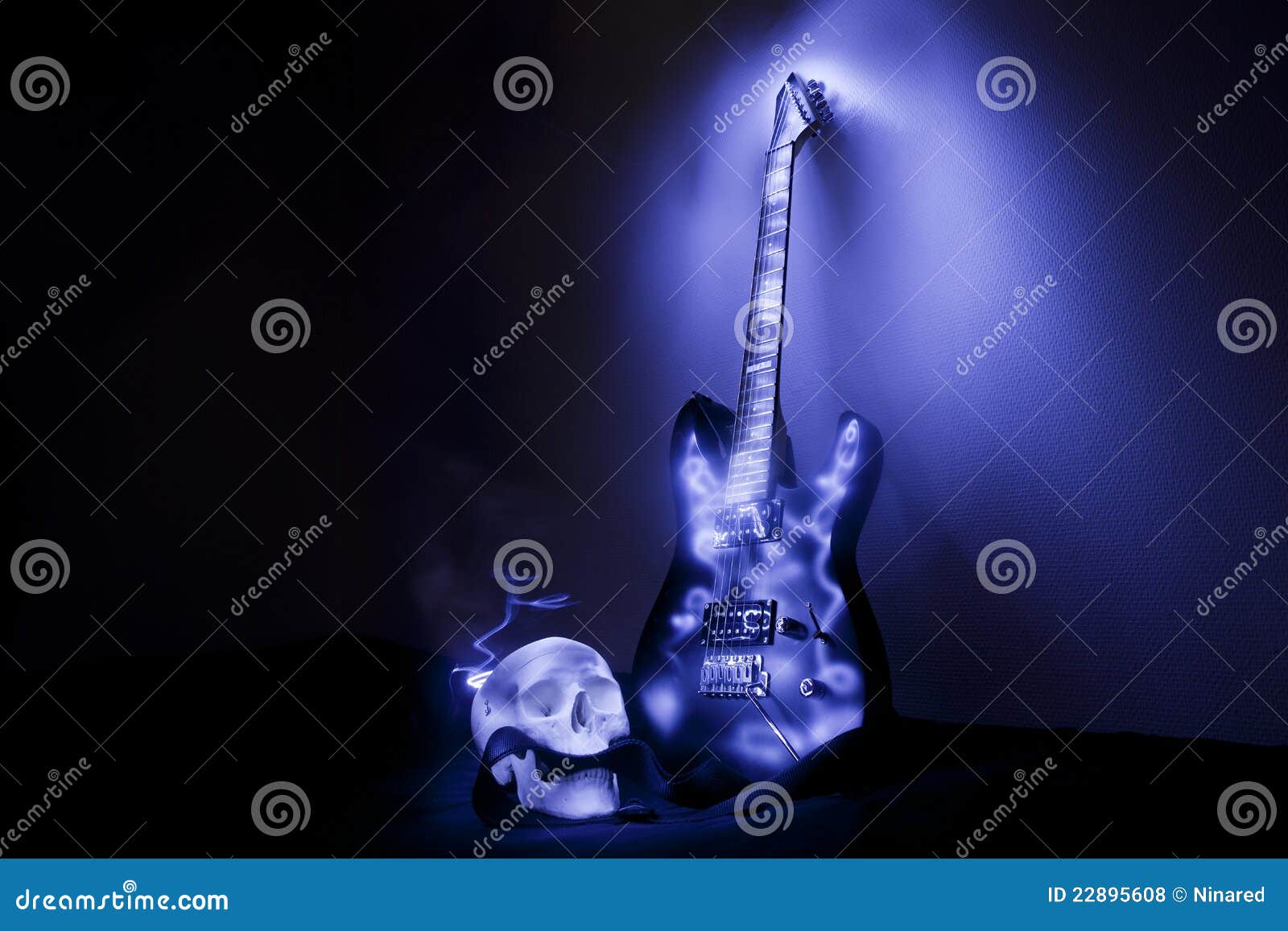 Electric guitar with skull stock illustration. Illustration of abstract
