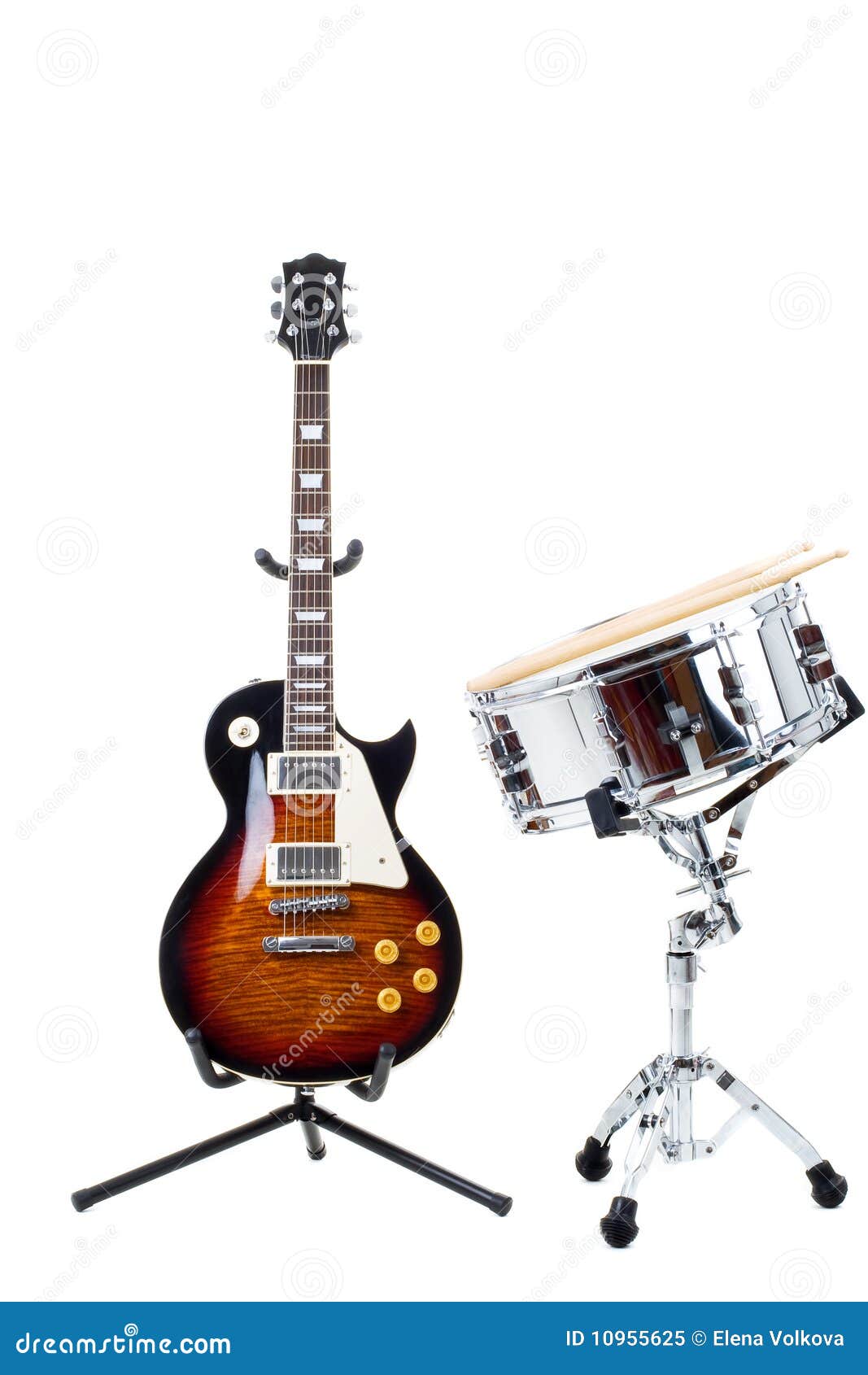 Electric Guitar and Snare Drum Stock Image Image of plastic, fingerboard 10955625