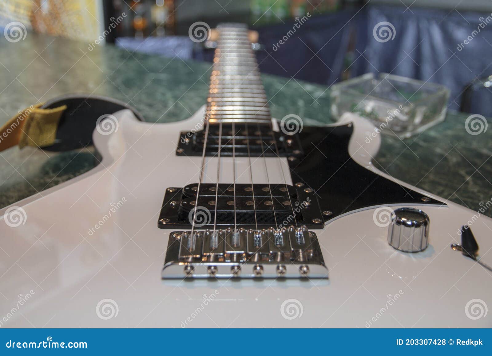 The Electric Guitar is on the Table in the Studio Stock Photo Image