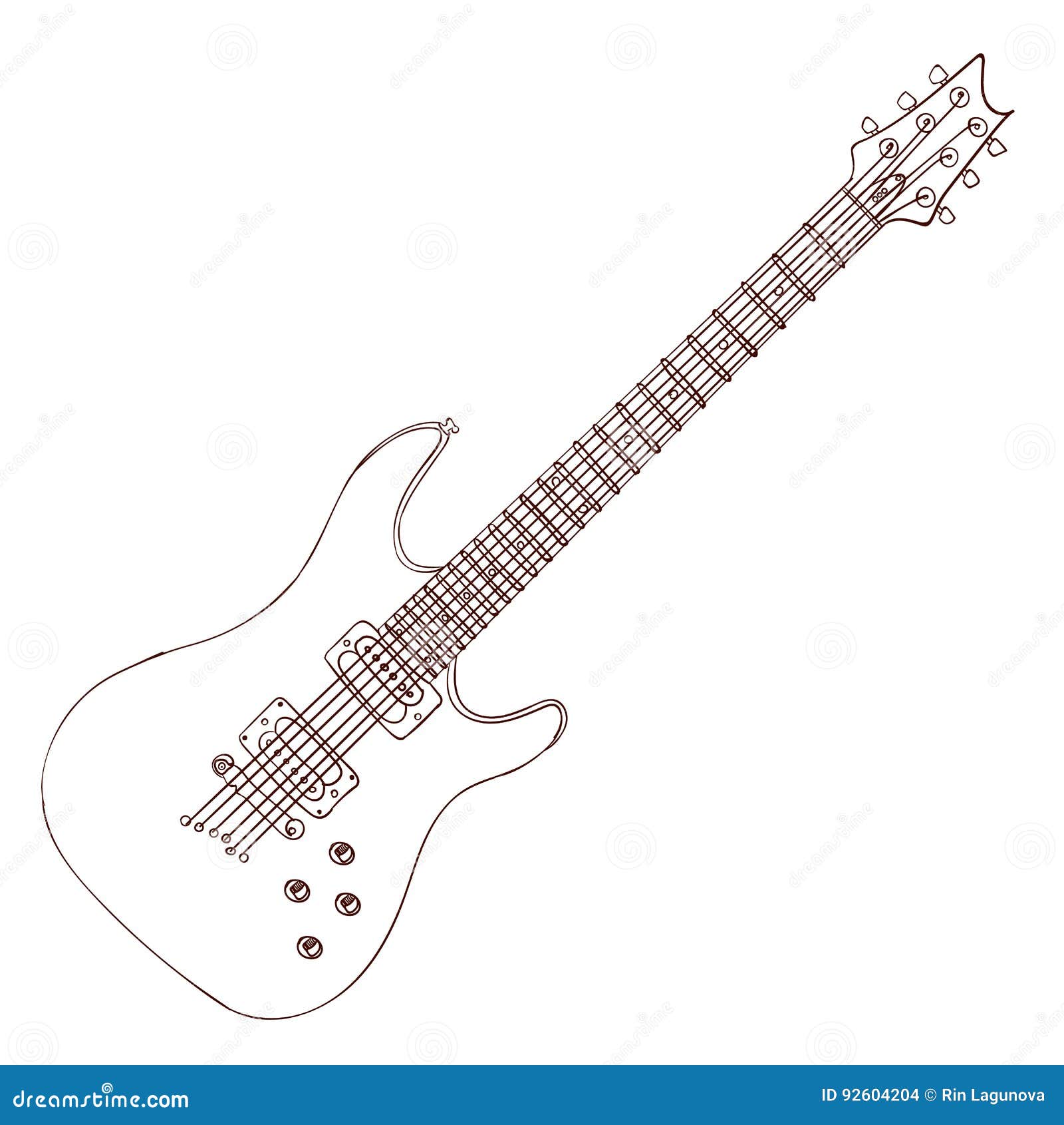 Electric Guitar VECTOR Line Art. Stock Vector Illustration of page