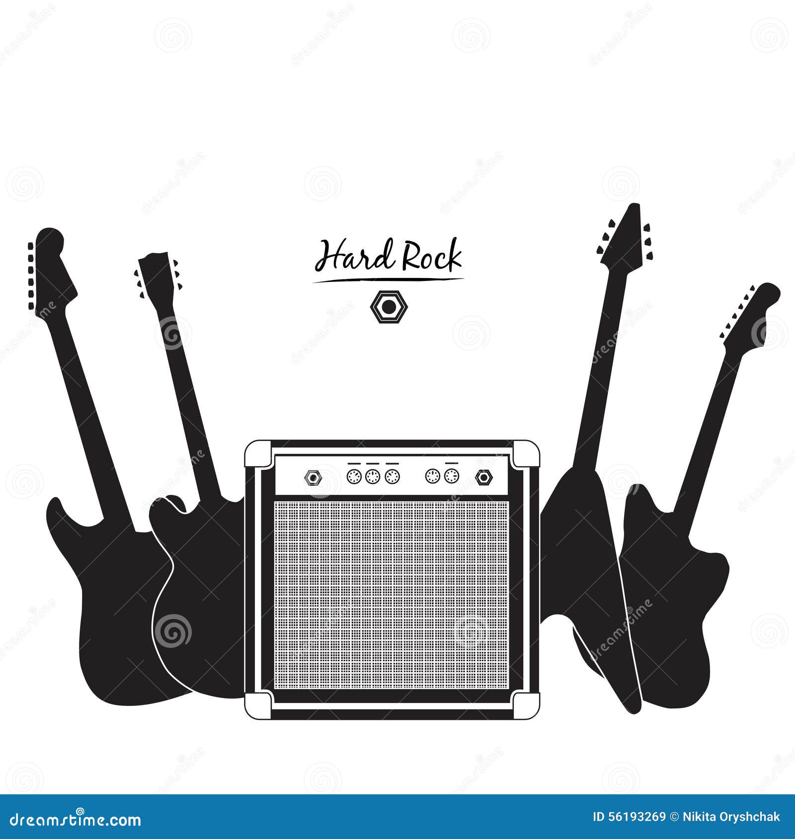 Electric Guitars and Combo Amp, Hard Rock Stock Illustration