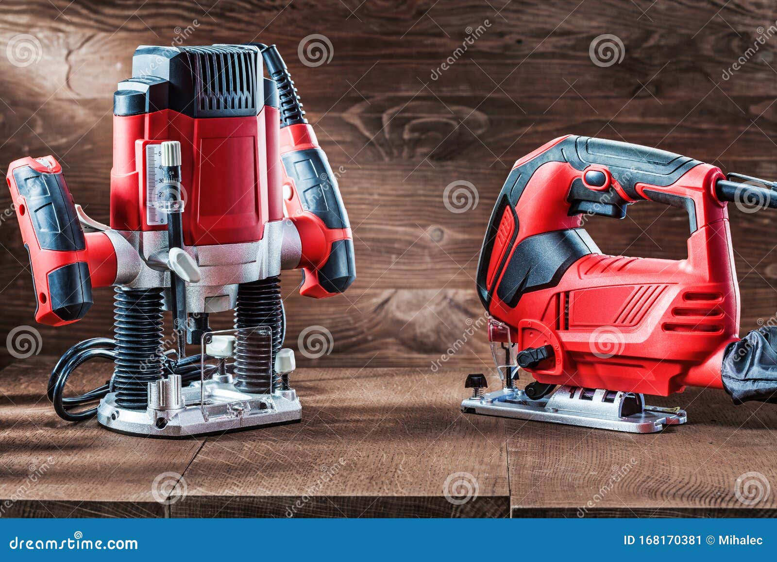 Electric Hand Tools Red Corded Jigsaw and Speed Variable Power Small Plunge Router Milling