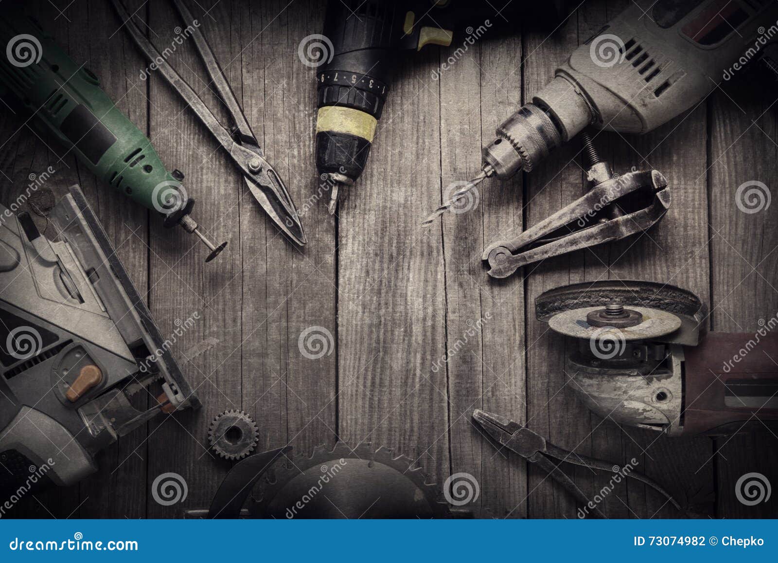 Electric Hand Tools (screwdriver Drill Saw Jigsaw Jointer) Top V Stock Photo Image of