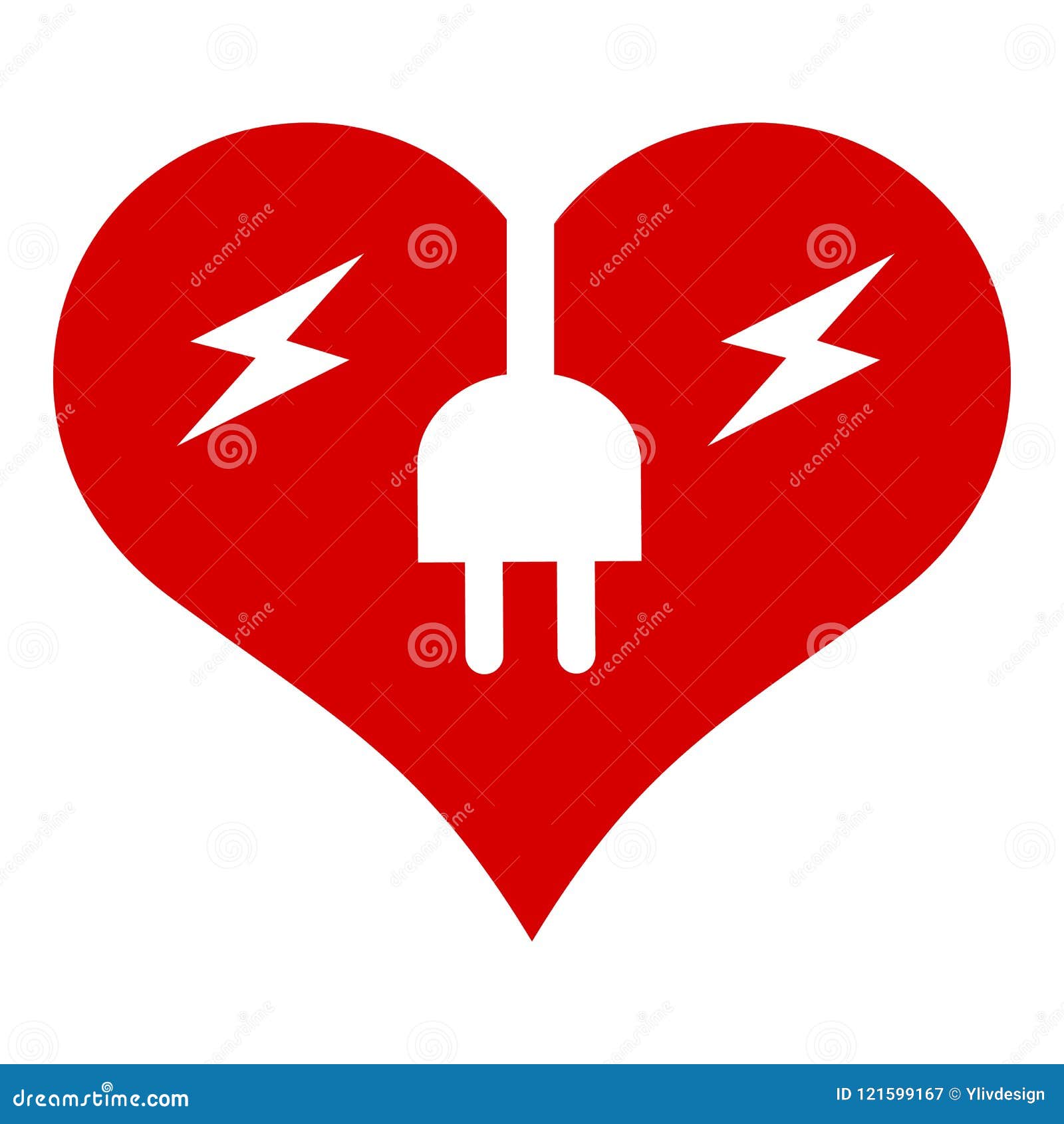 Electric Heart Icon, Simple Style Stock Vector Illustration of
