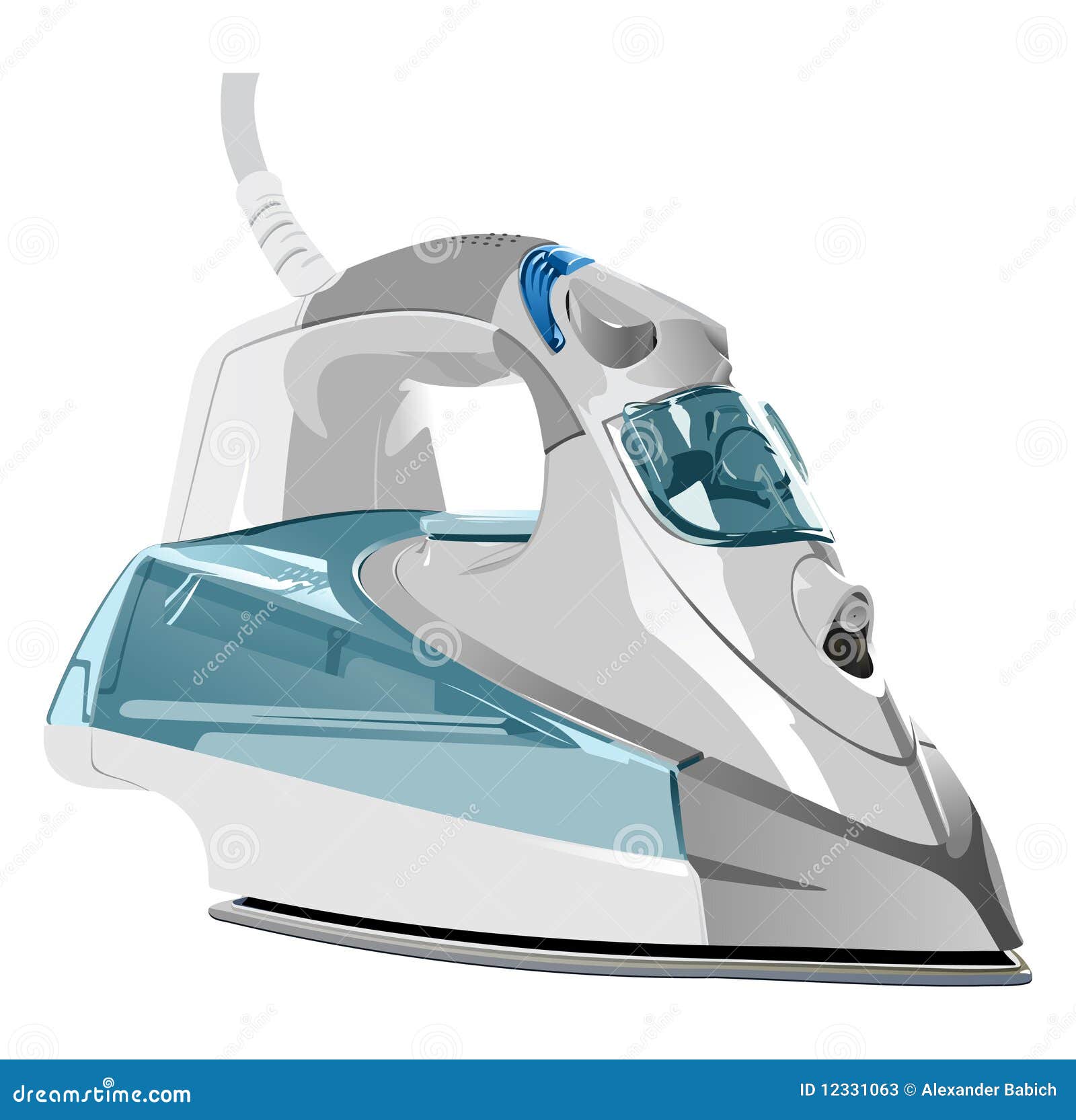 Electric Iron Cartoon Vector And Illustration, Black And White, Hand Drawn, Sketch Style