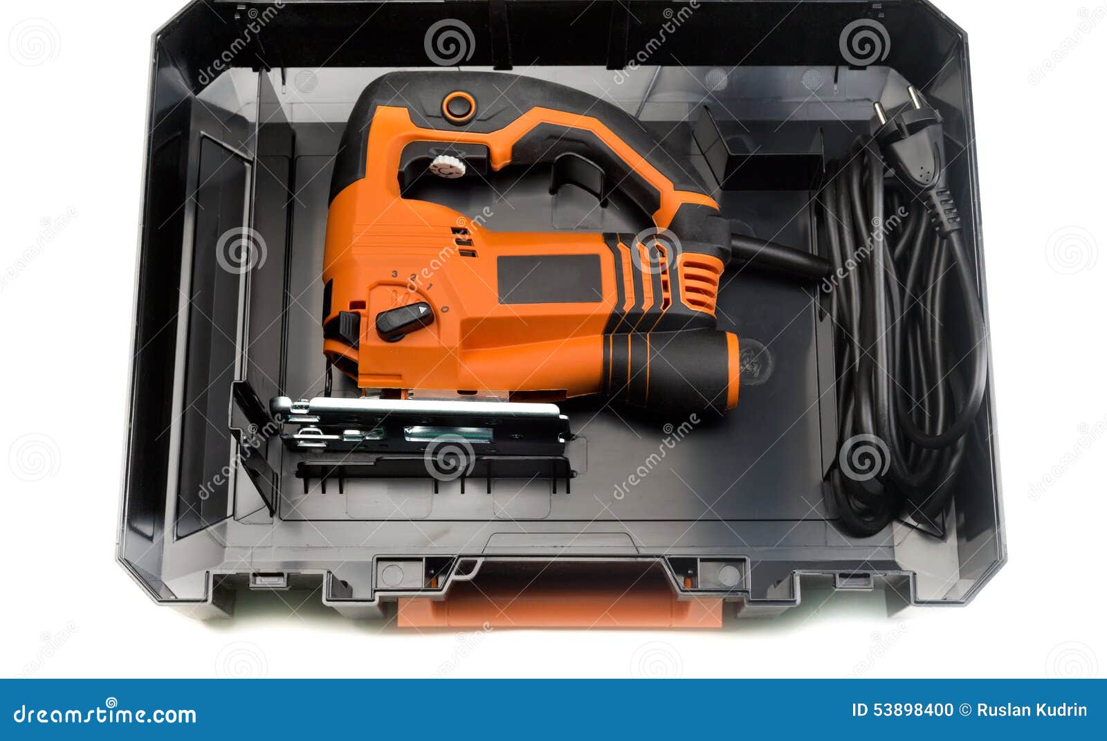 Electric Jigsaw in Plastic Case. Stock Photo Image of jigsaw