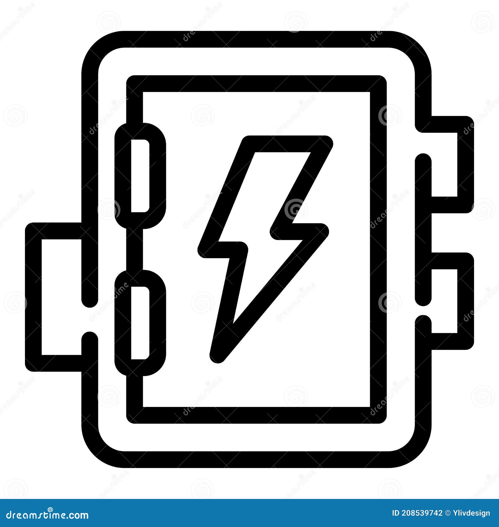 Electric Junction Box Icon, Outline Style Stock Vector Illustration of battery, stroke 208539742