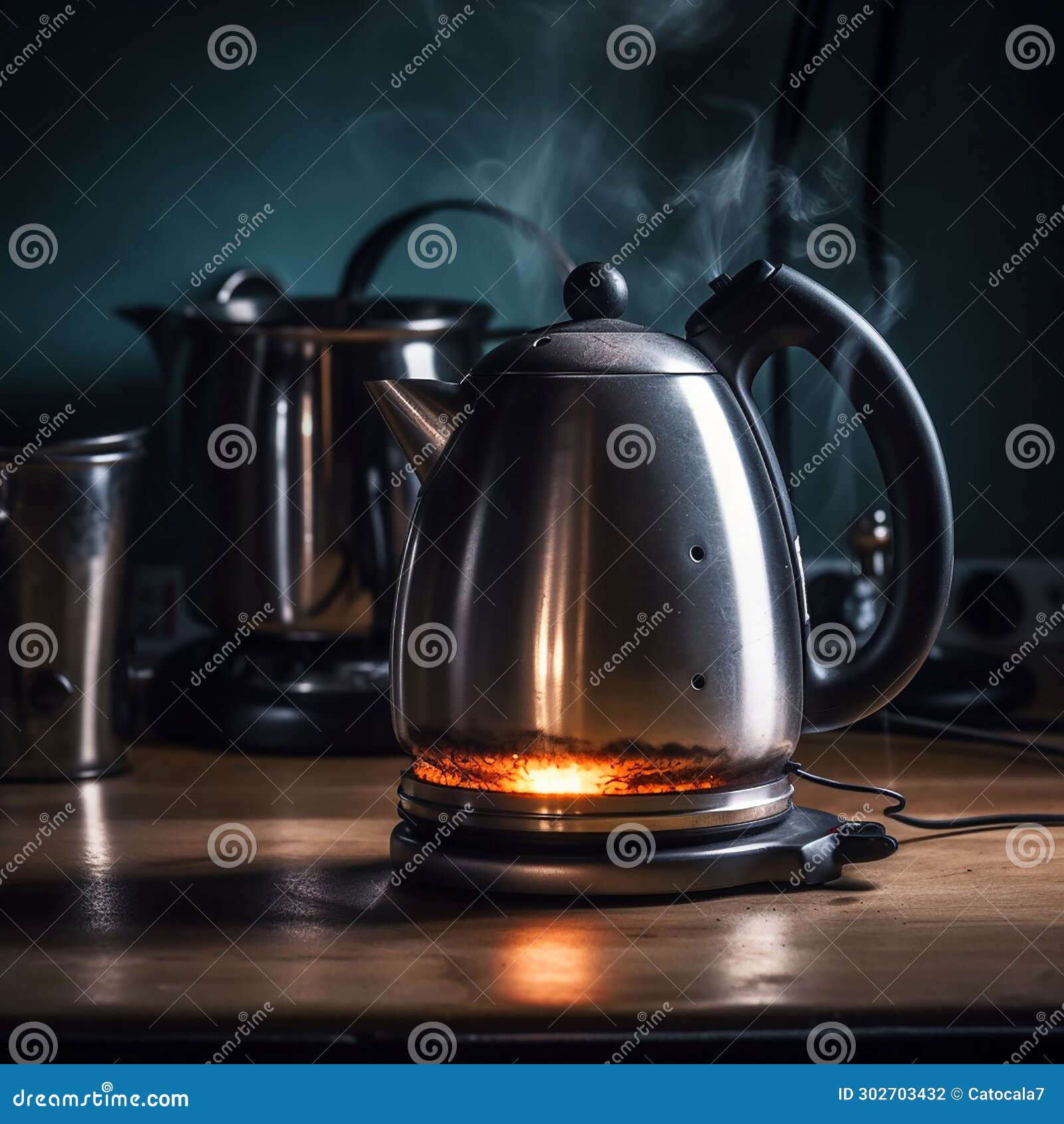 Electric Kettle Caught Fire, Flame, Incident, Malfunction, Fire, Stock