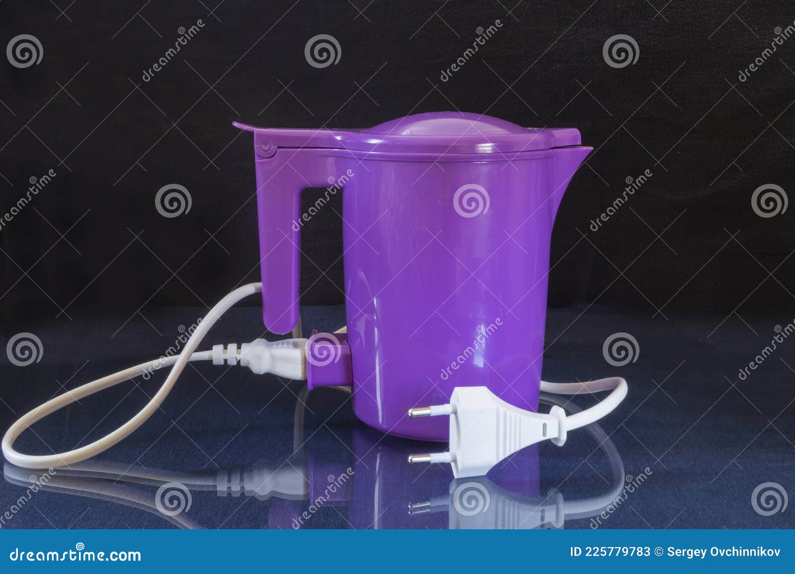 Electric Kettle on a Glass Table with Reflection Stock Image Image of