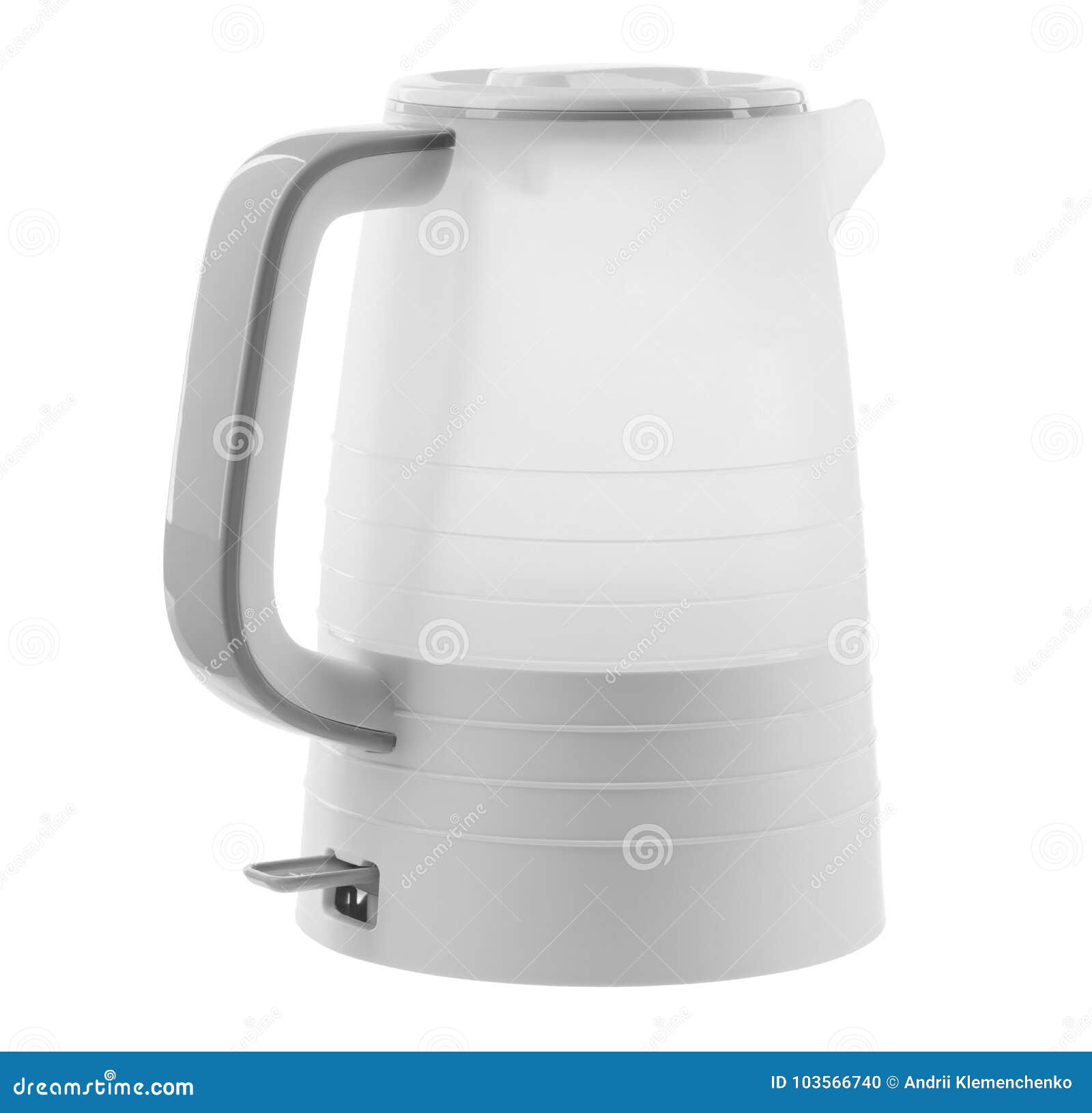 Electric Kettle Plastic On Button Isolated On White Isolated Background