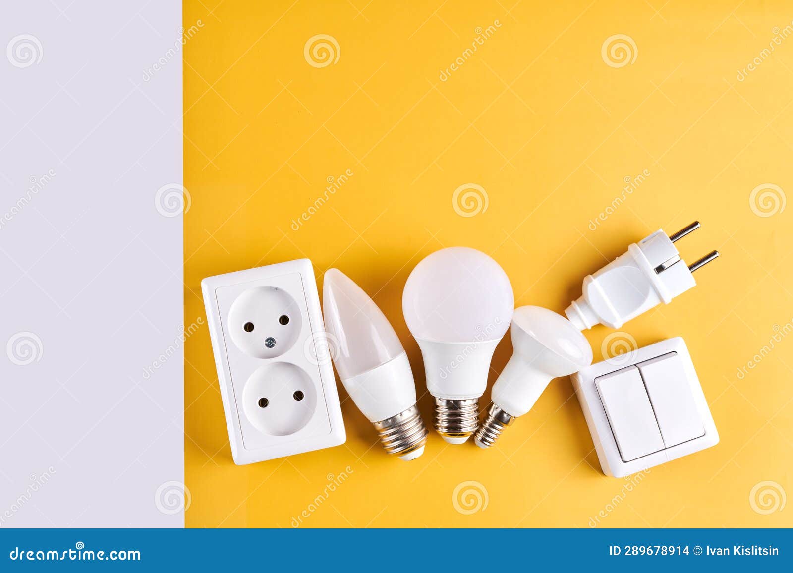 Electric Light Set with Dimmer Switch, Controllable Lighting. Saving Energy Concept, Device