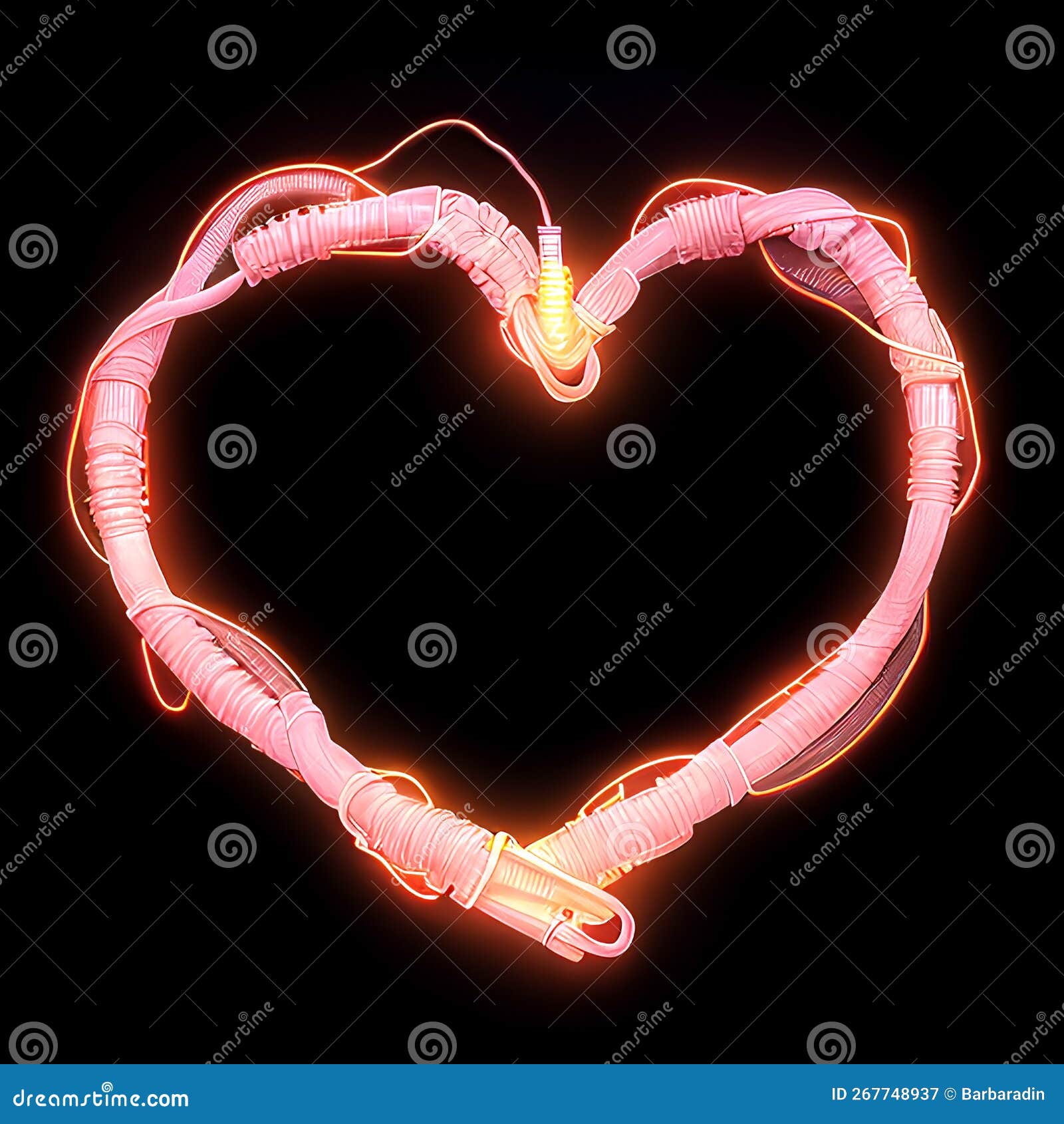 Electric Love Glowing Neon Cable Heart Stock Illustration
