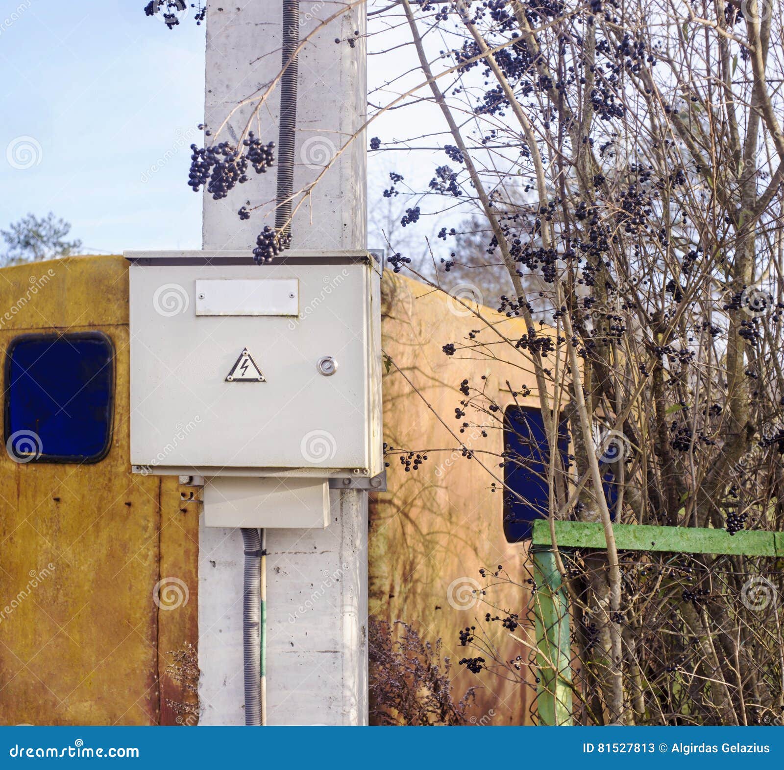 Electric Meter Box on the Pole Stock Image Image of distribution