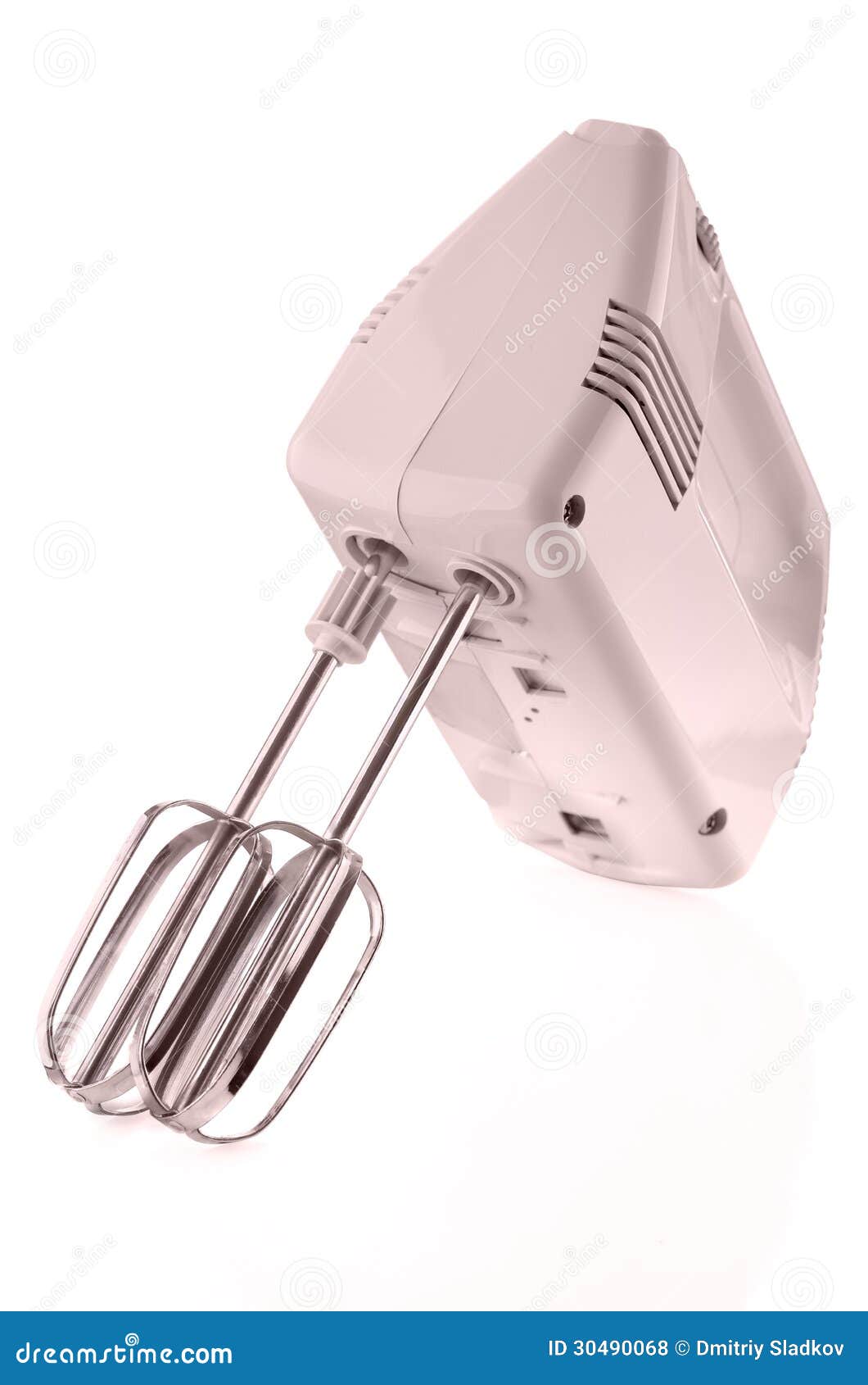 Electric Mixer Mixes Paint In A White Bucket. Paddle Mixer Over A