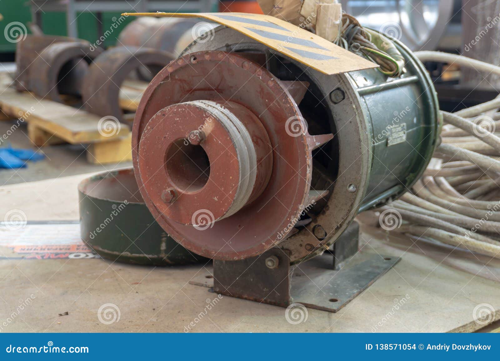 Electric motor with pulley stock photo. Image of motor 138571054