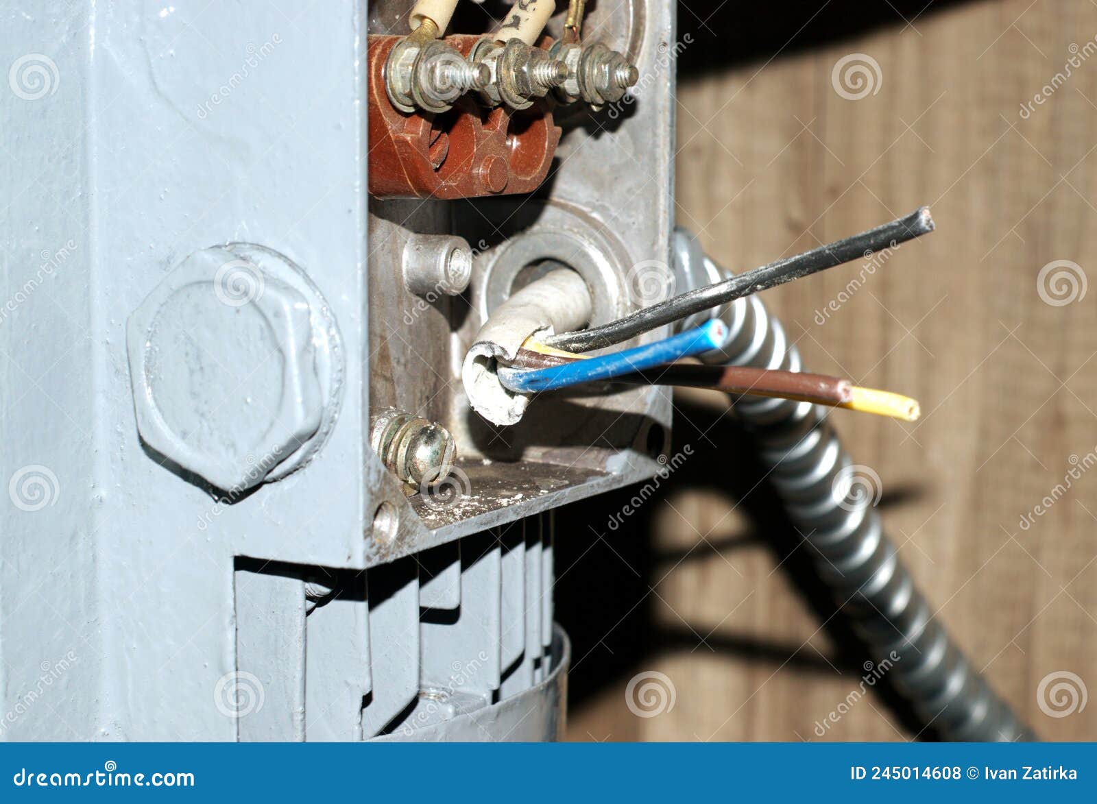 Electric Motor Terminal Box with Wires. Stock Photo Image of electric
