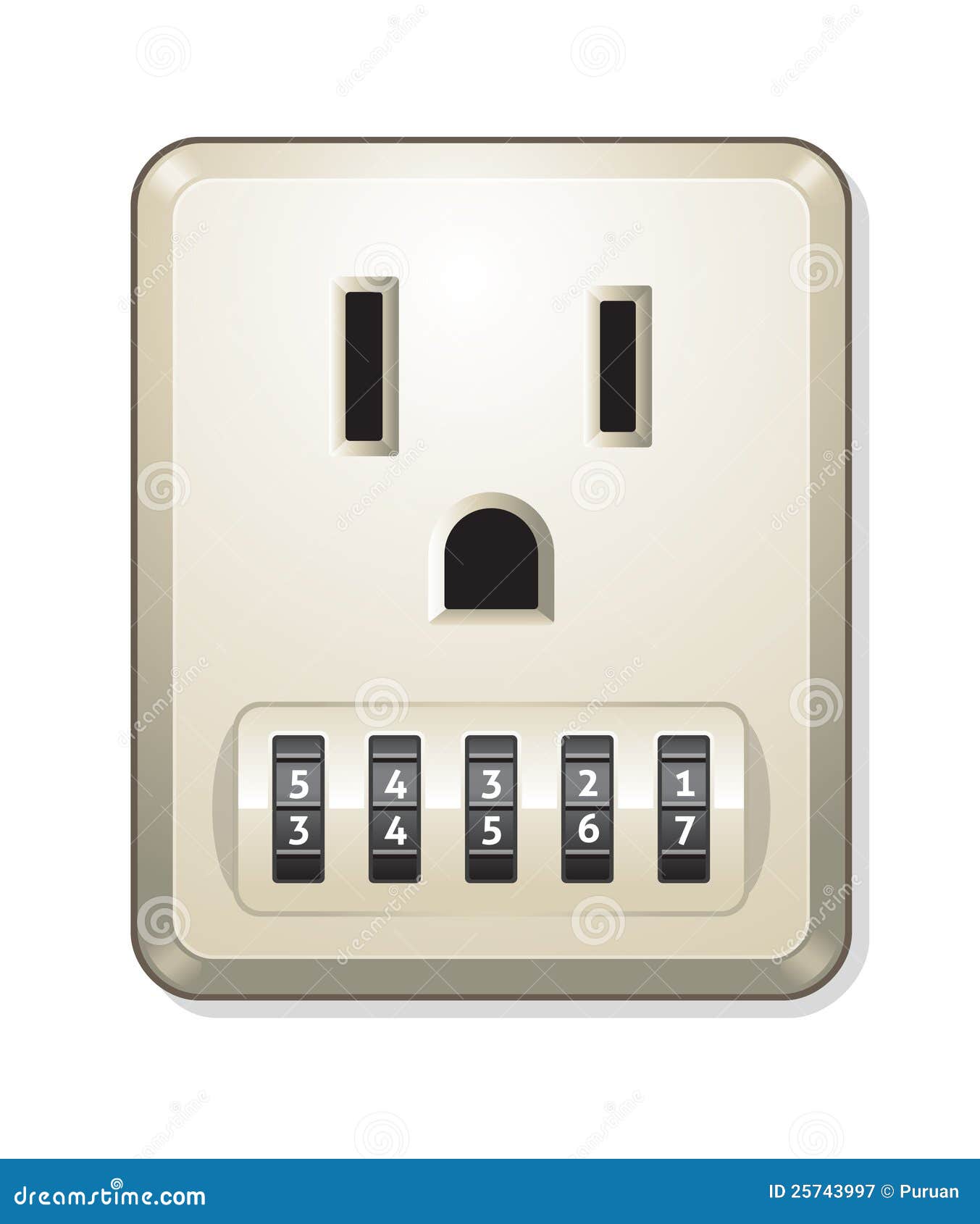 Electric Outlet With Combination Lock Royalty Free Stock Photography