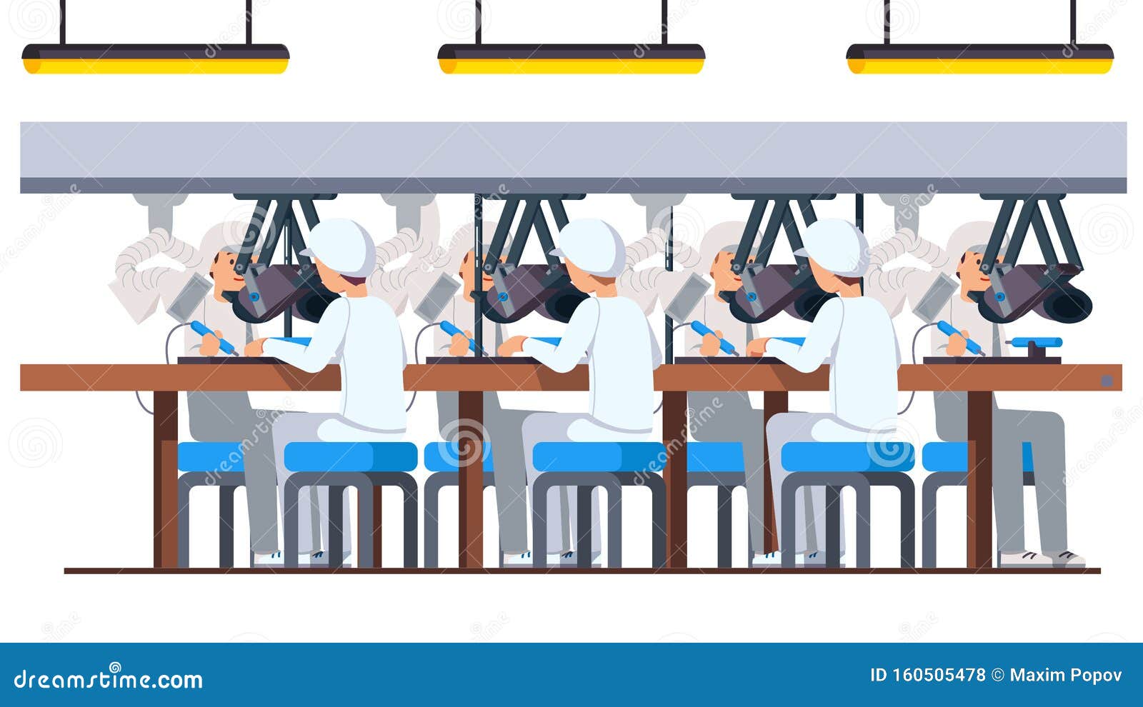 factory assembly line cartoon