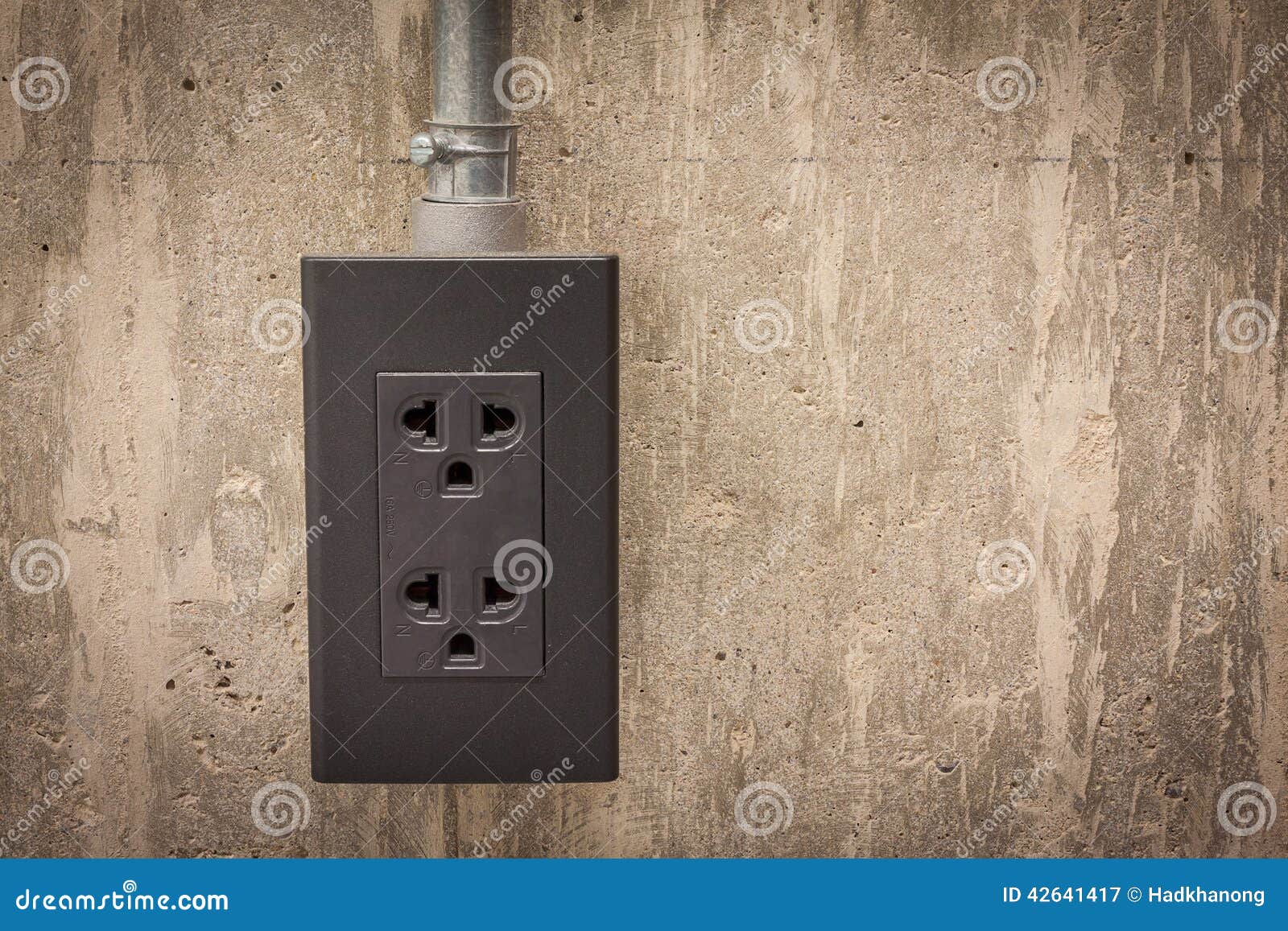 Electric Plug on Cement Wall Stock Image Image of white, black 42641417