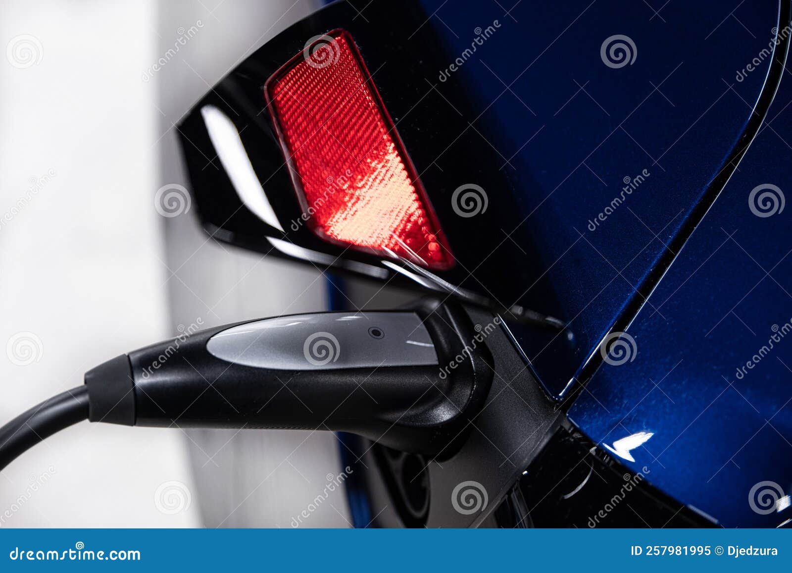 Electric Plug Connected To the Electric Car Stock Image Image of