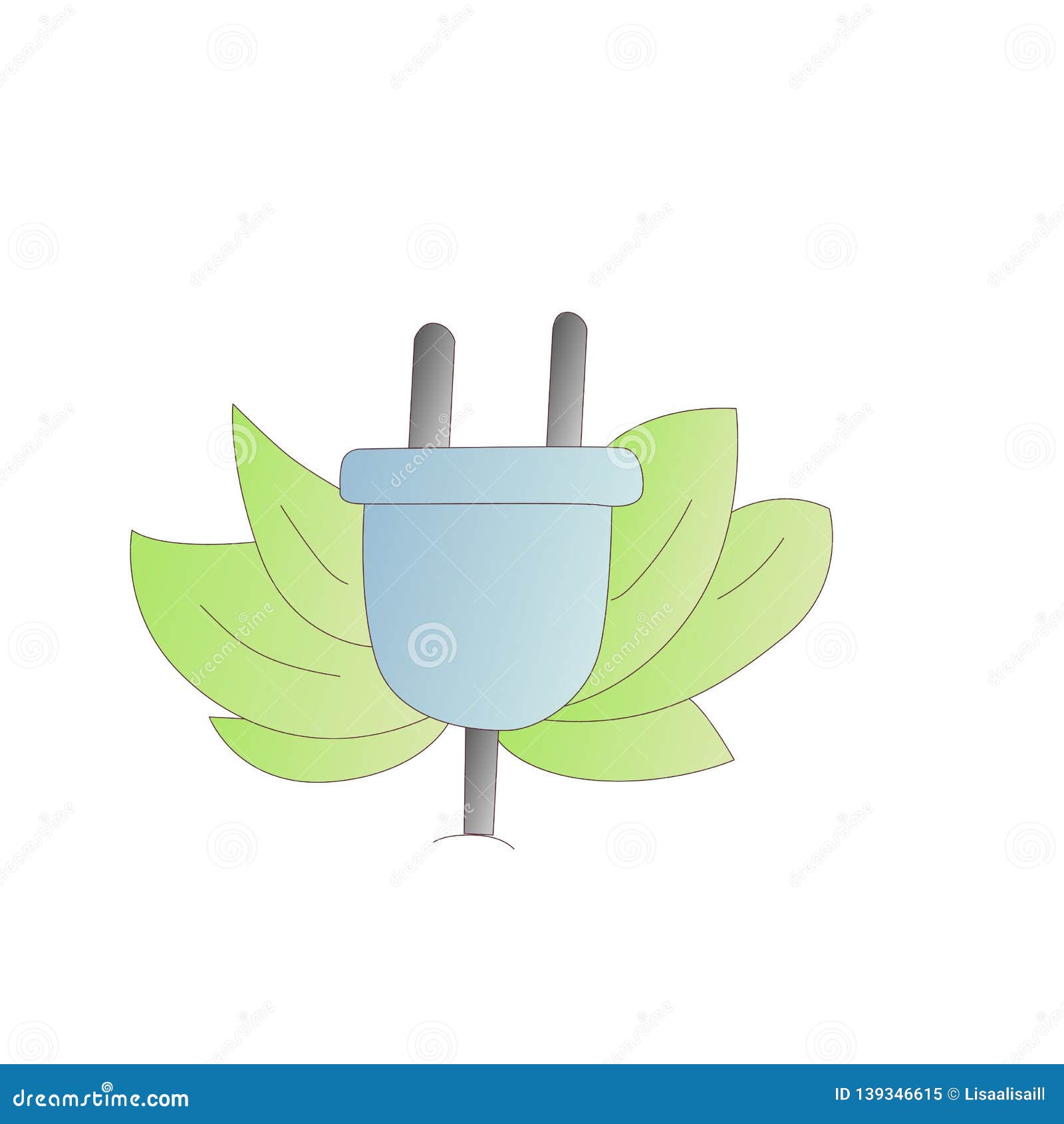 Electric Plug with Green Leaves Cartoon Illustration. Concept of Saving  Energy, Save Energy, Environmental Vector Icon Stock Vector - Illustration  of design, meter: 139346615