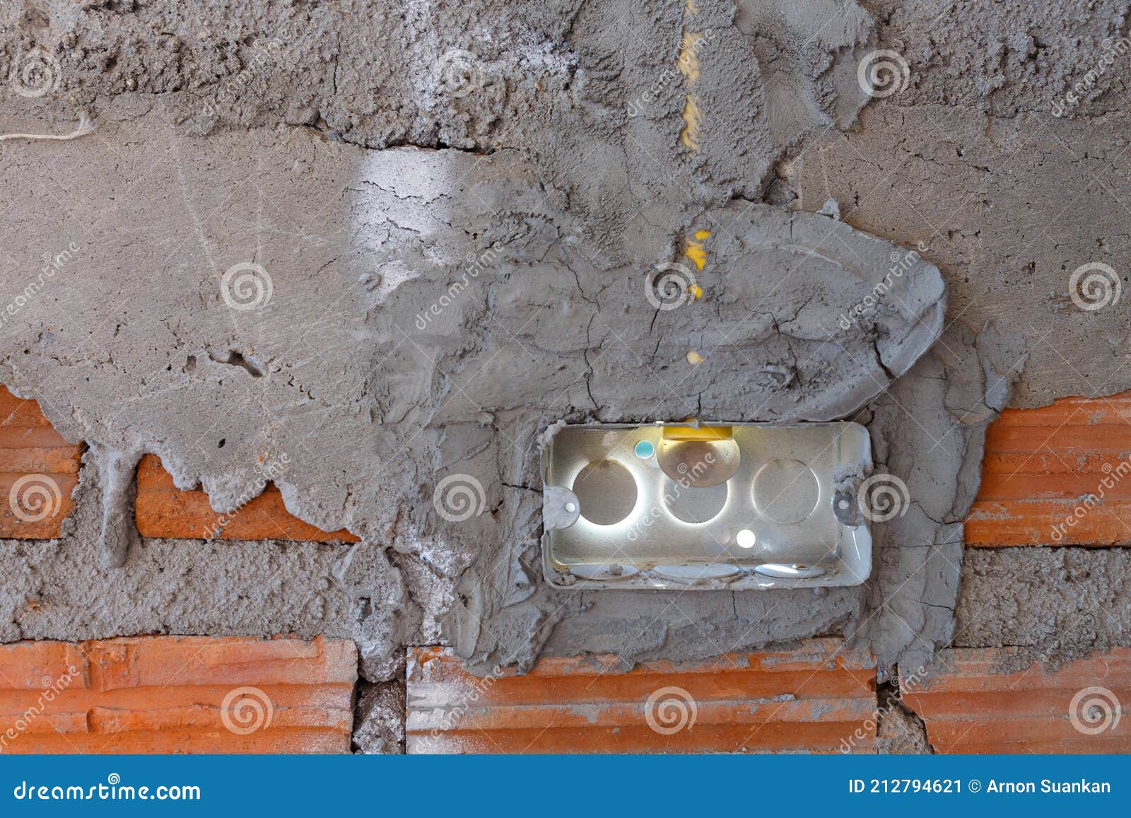 Electric Plug Socket in Brick Wall Stock Image Image of construction