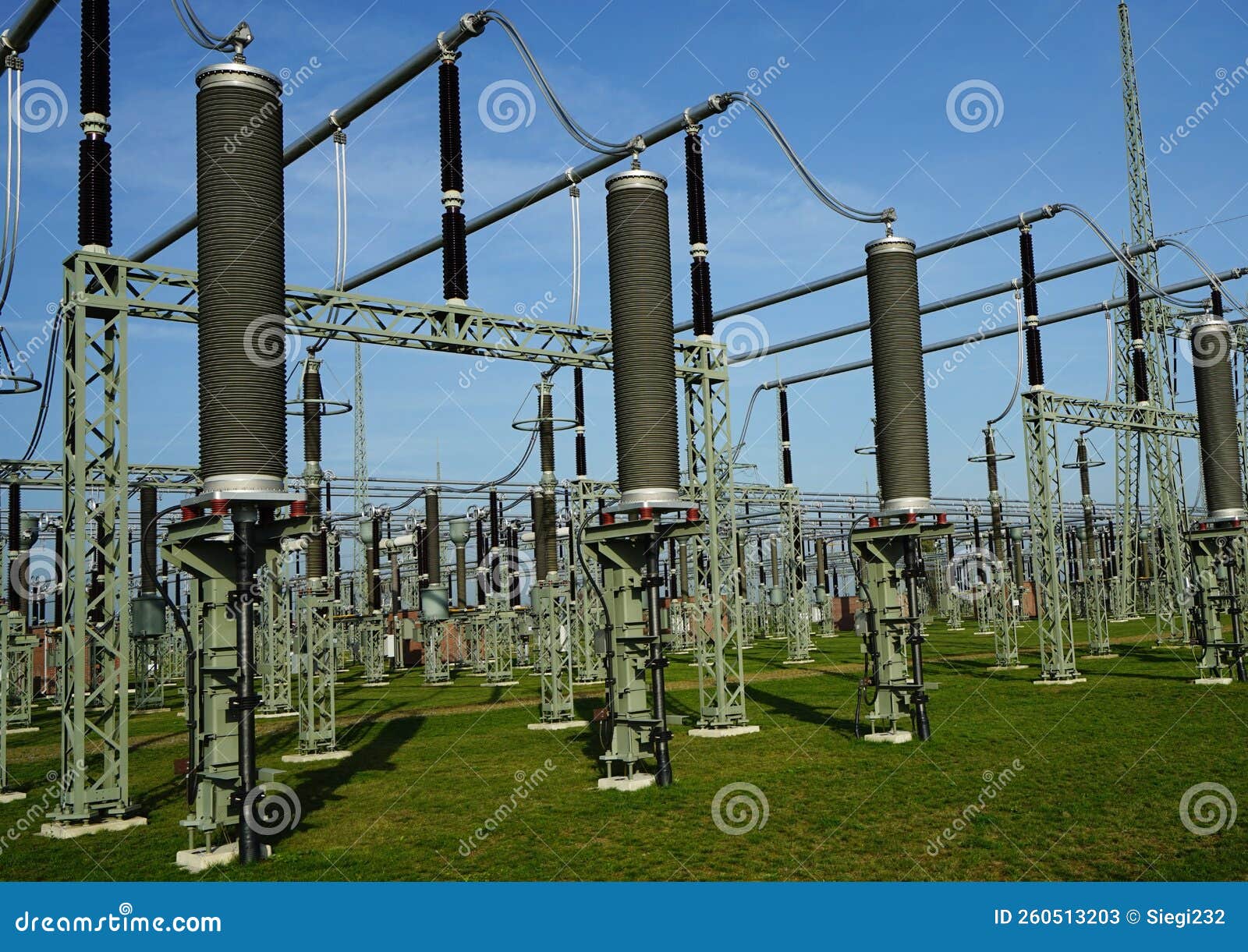 Electric Power Station Under Blue Sky Stock Image Image of metal