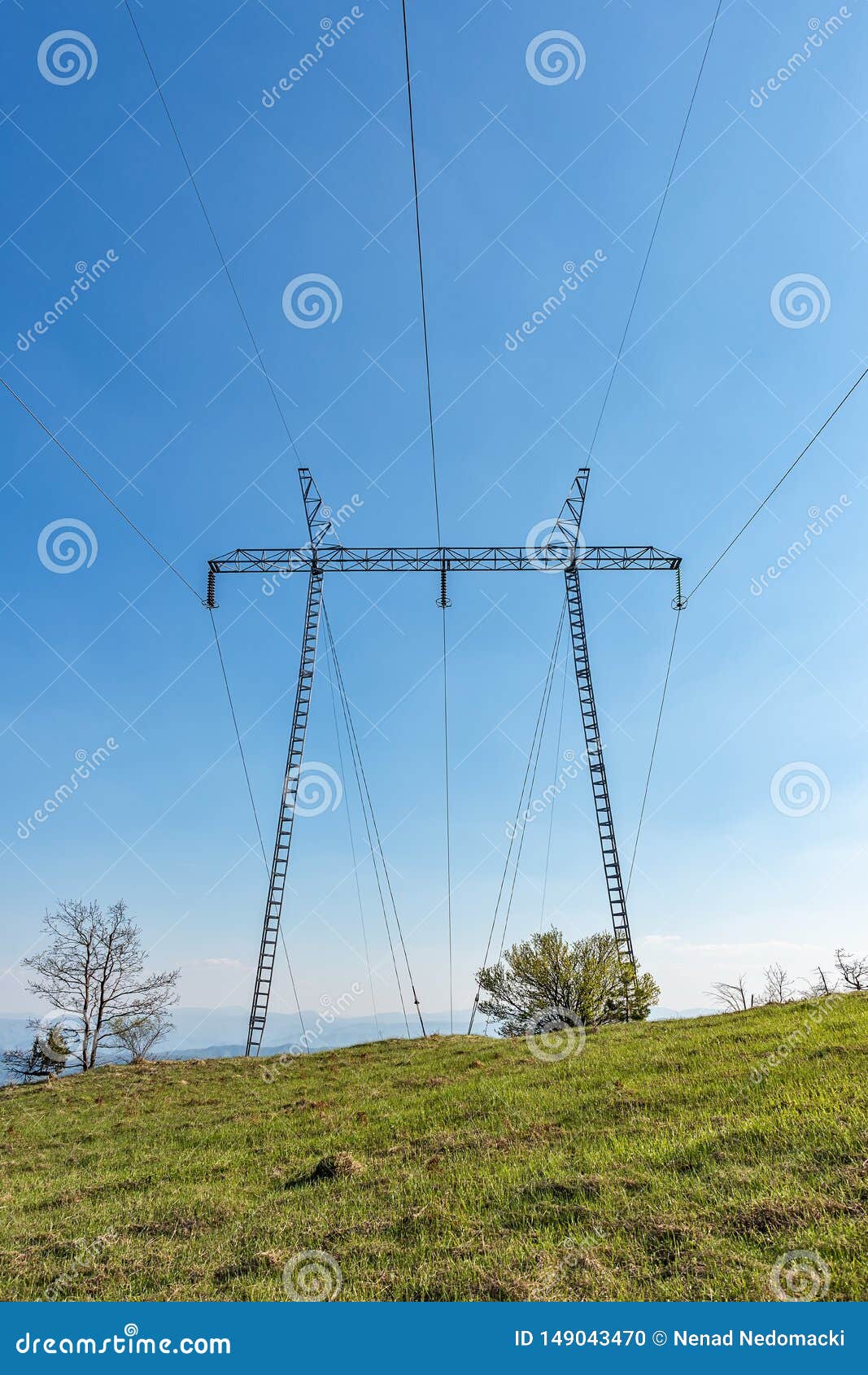 Electric Power Transmission. High Voltage Power, Electrical Lines with