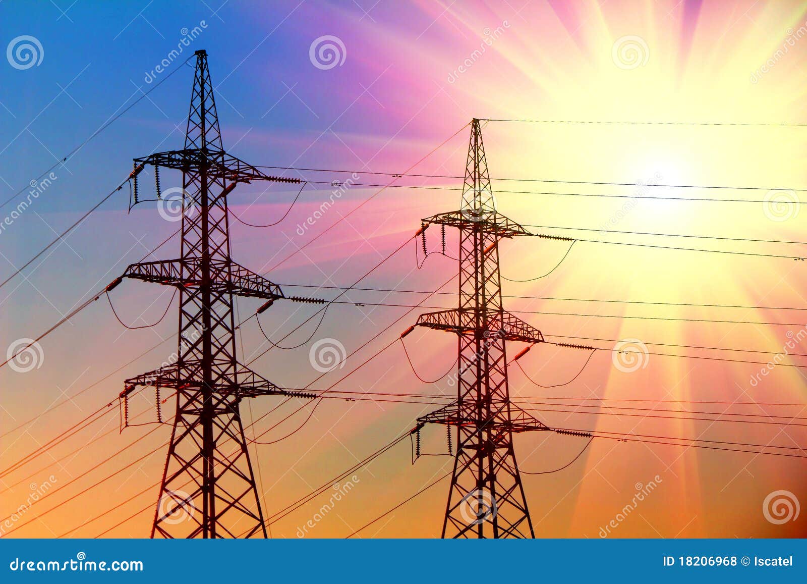 Electric Power Transmission Towers Stock Photo Image of