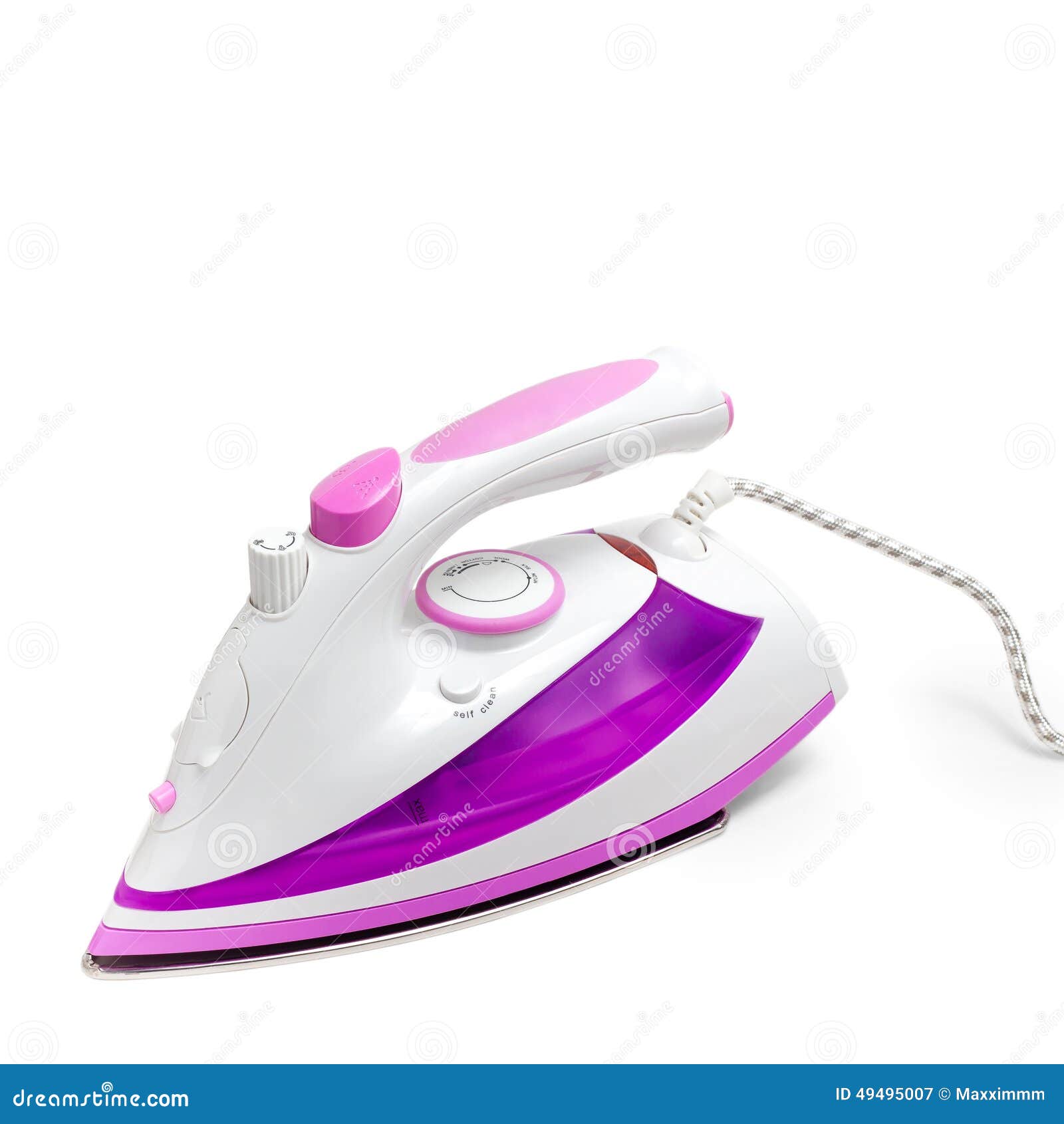 Electric Purple Steam Iron Isolated White Stock Image Image of handle