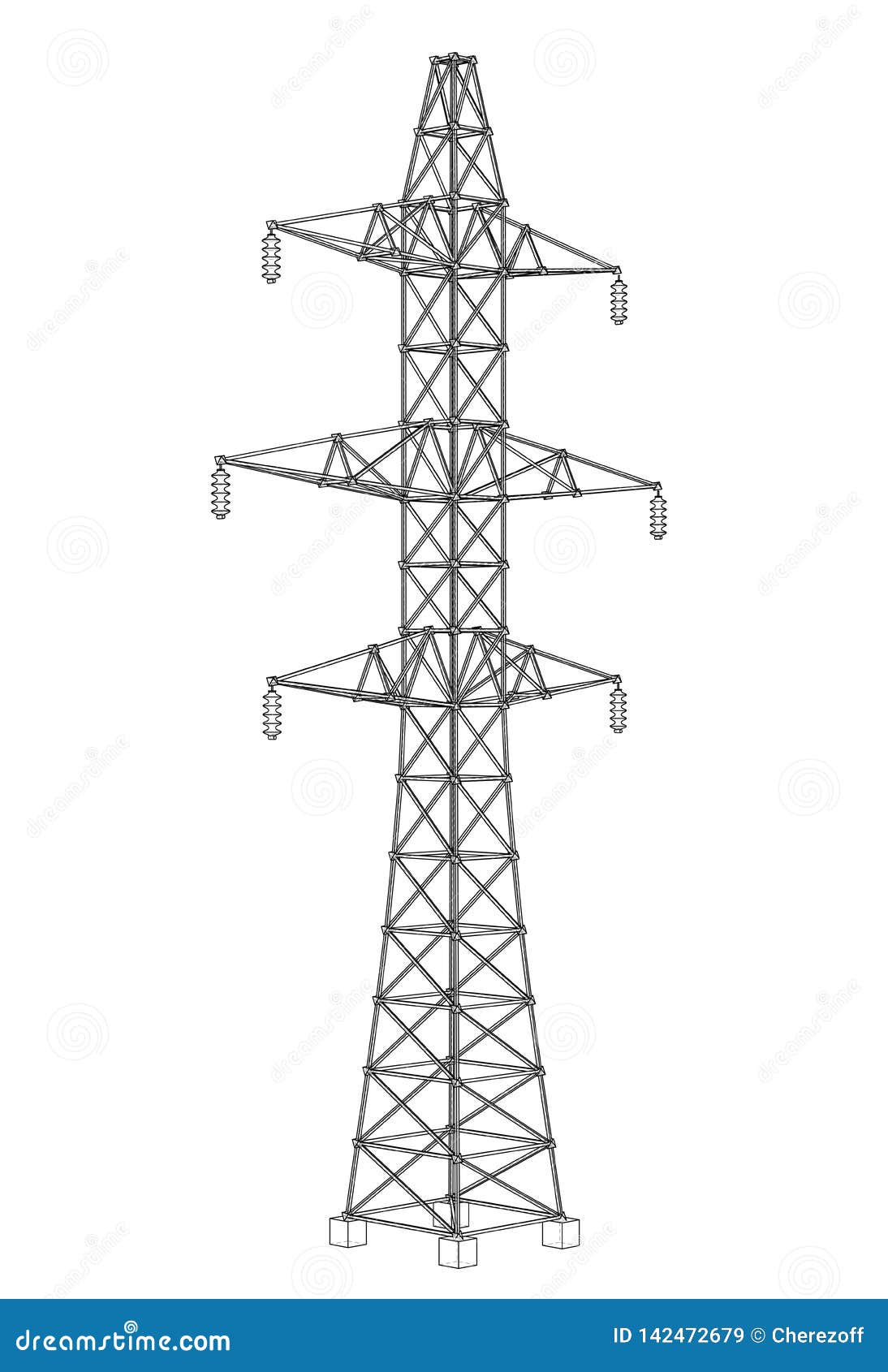 Electric Pylon or Electric Tower Concept. Vector Stock Vector