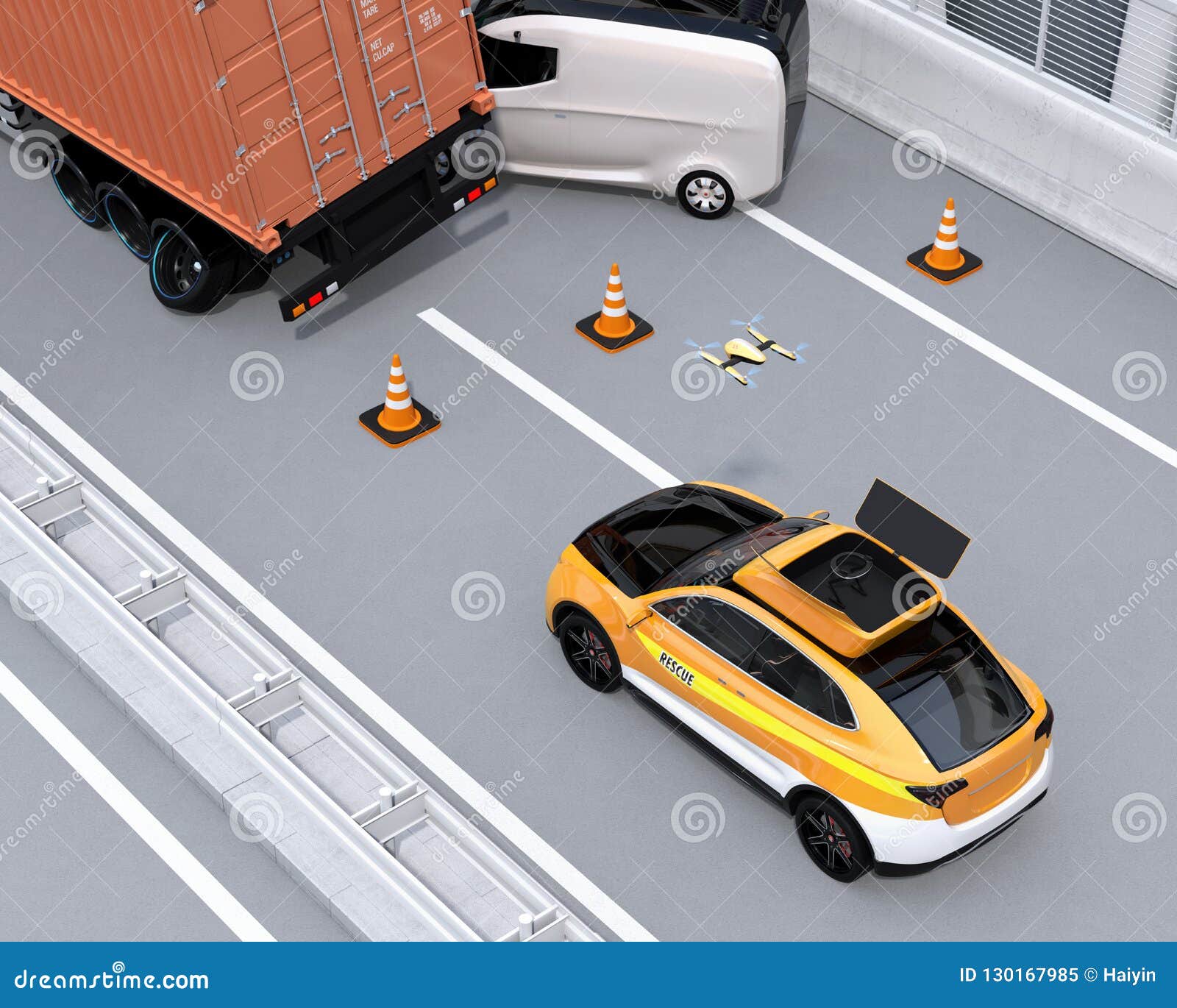 Electric Rescue SUV Released Drone To Recording Car Accident on Highway